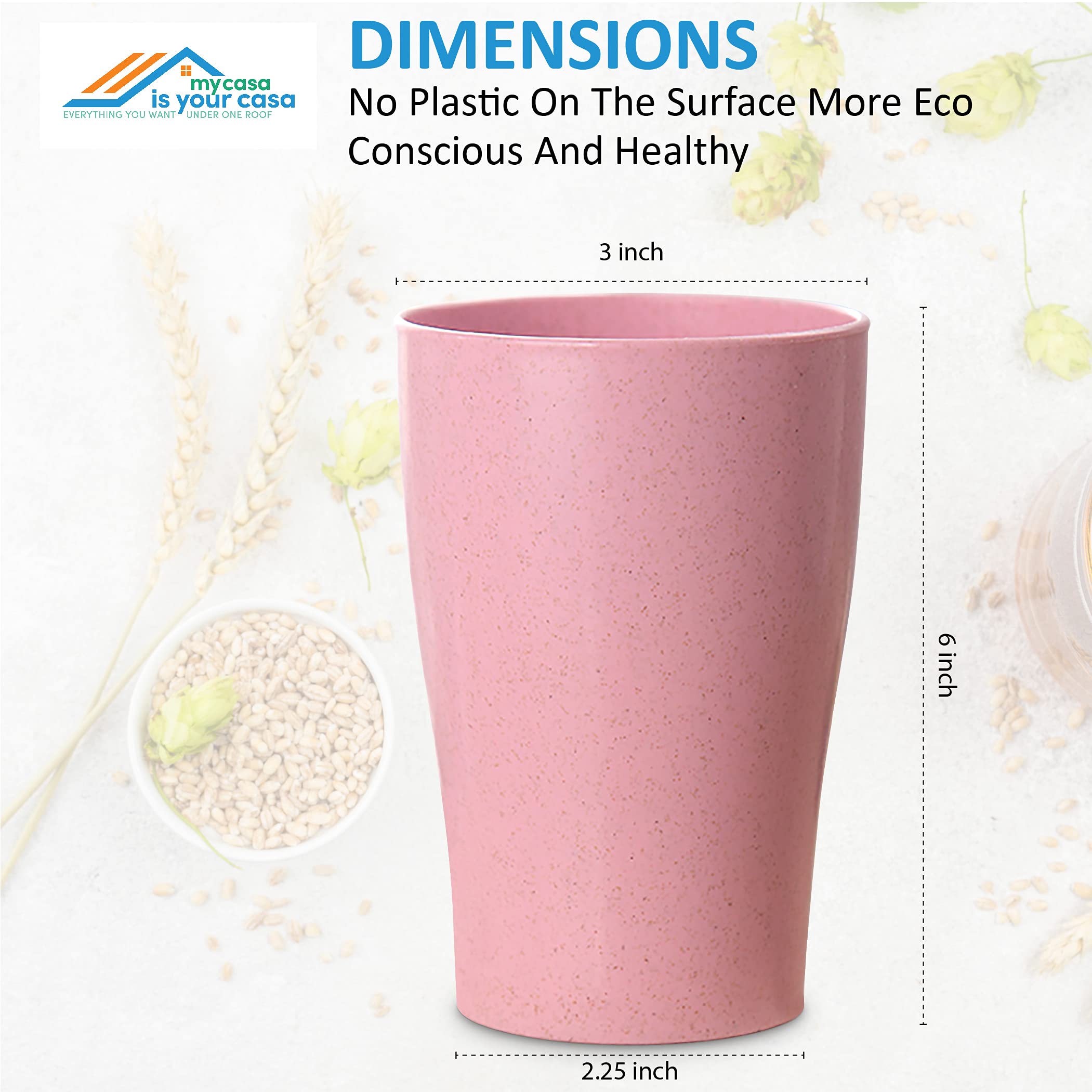 Eco-Friendly Wheat Fiber Cups – Lightweight, Unbreakable Drinking Glasses Set (6-Pack) – BPA-Free, Microwave & Dishwasher Safe – Vibrant Colors for Home, Parties, Camping & Outdoor Picnics – Perfect for Kids, Adults & Sustainable Living