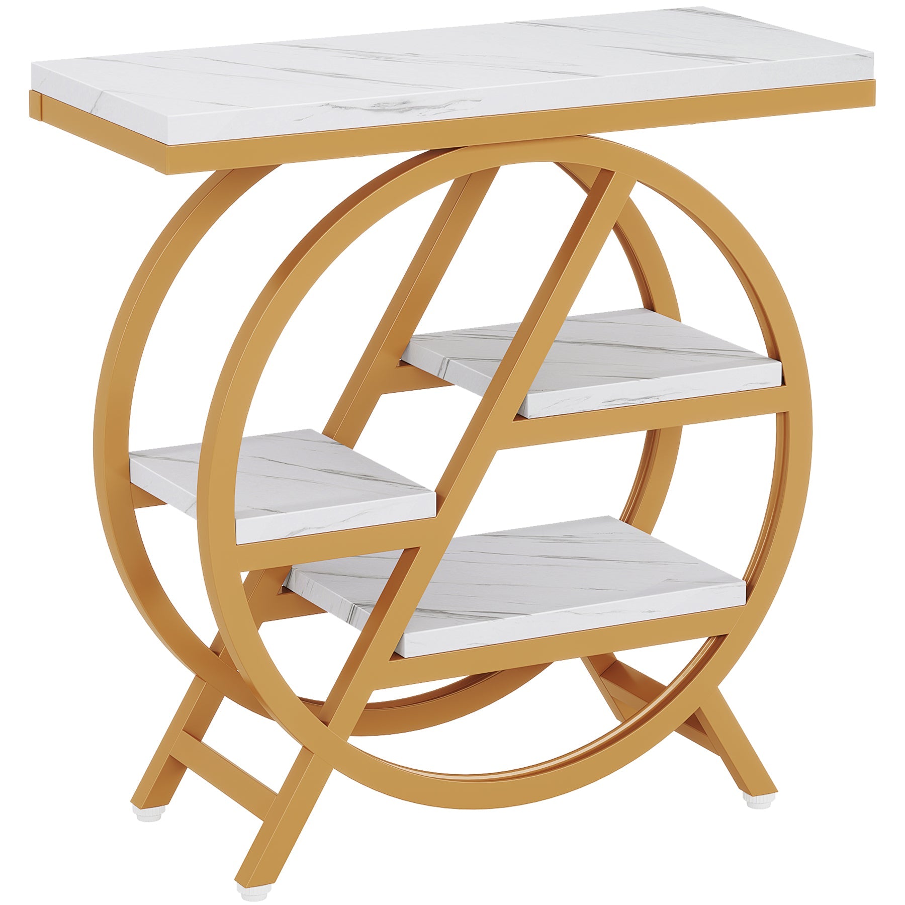 4 Tier End Table with Storage Shelves - Compact Side Table for Living Room, Bedroom, or Office - Perfect for Snacks, Books, and Decor Organization
