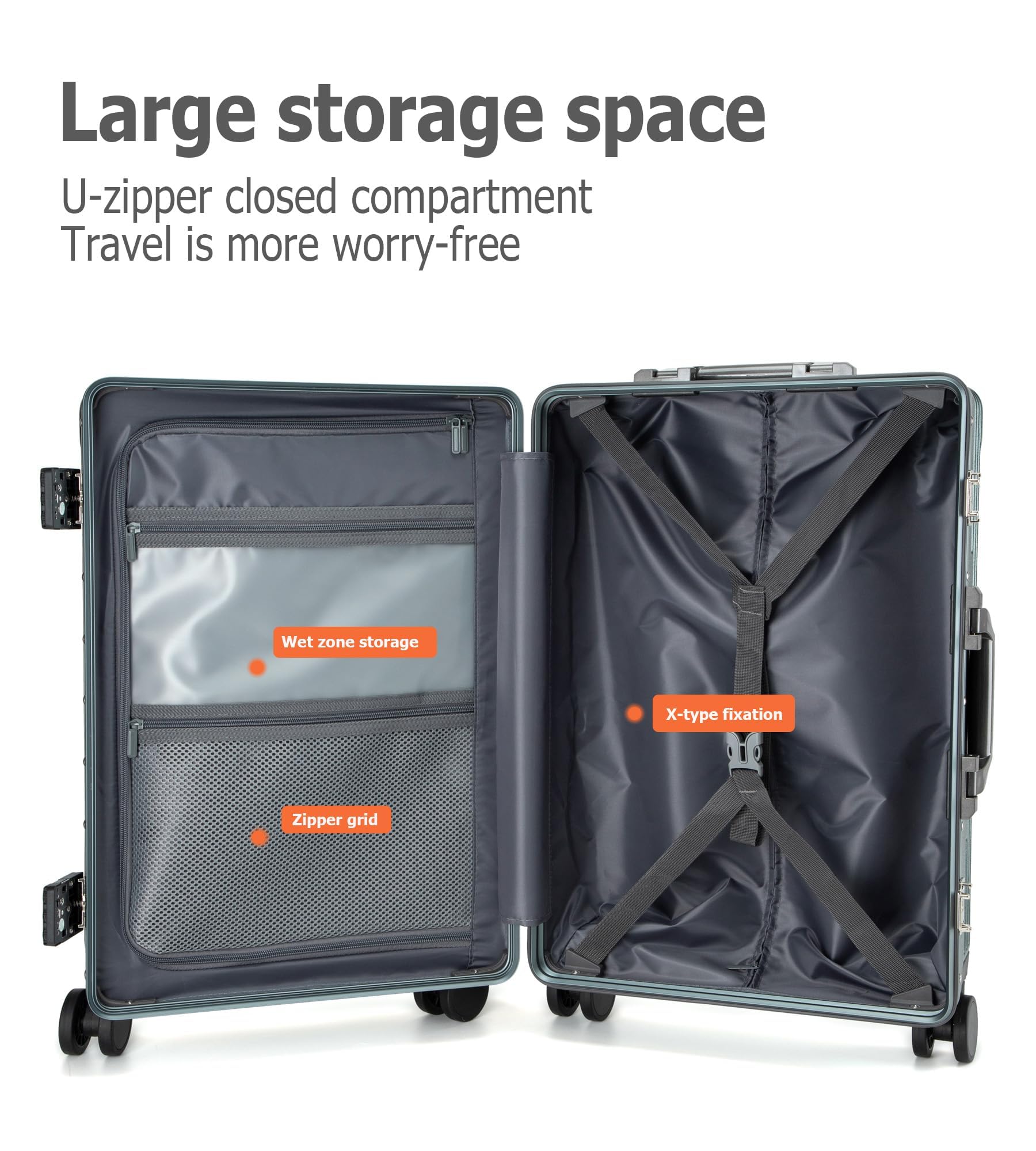 Feilario 20-Inch Aluminum Frame Hardside Spinner Wheel Carry-On Luggage with TSA Lock, USB Charging Port, Cup Holder & Phone Holder - Perfect for Business Travel, Weekend Getaways & Airplane Cabins