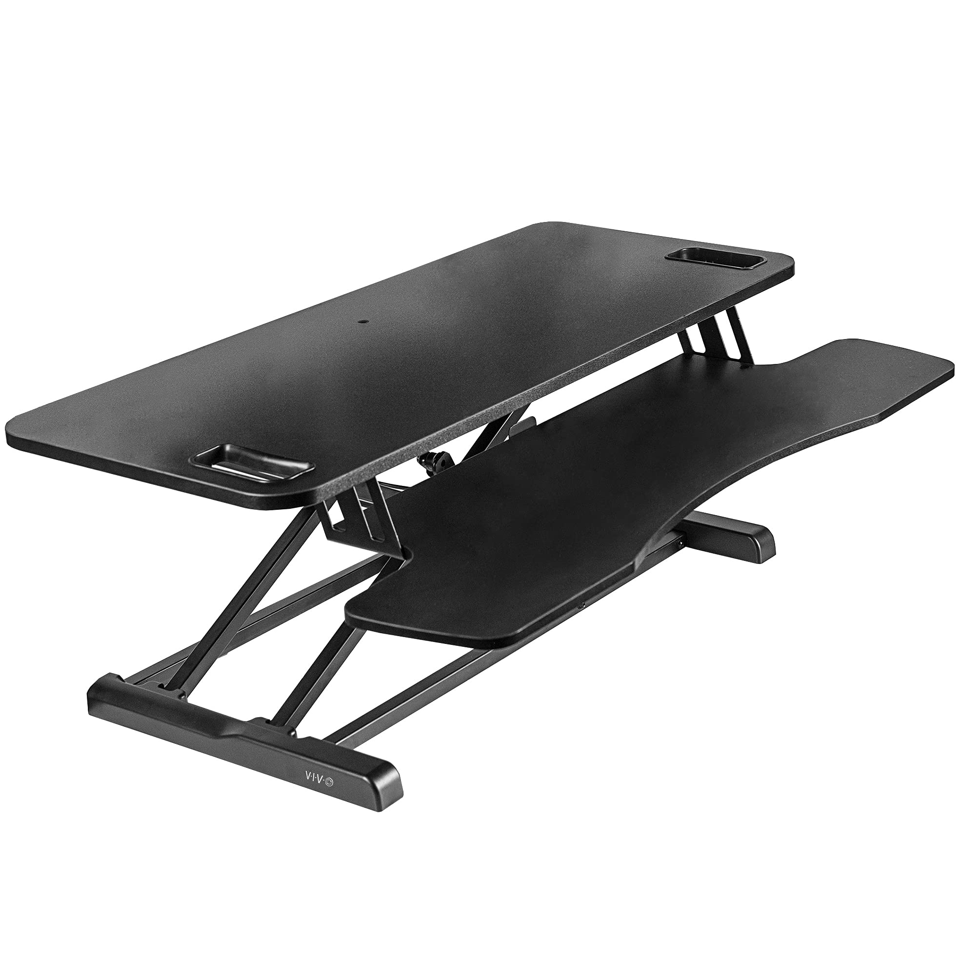 VIVO 38 Inch Height Adjustable Standing Desk Converter | Dual Monitor & Laptop Workstation with Wide Keyboard Tray | Sit to Stand Desk Riser for Home & Office | Black (DESK-V037KB) | Perfect for Ergonomic Workspace Setup & Productivity Boost
