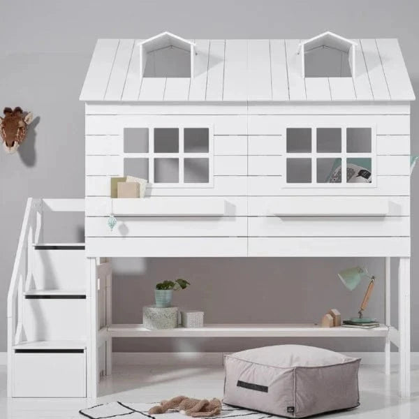 Mid Sleeper Bed 128cm with Playhouse Design - Perfect for Kids Bedroom & Playroom Fun
