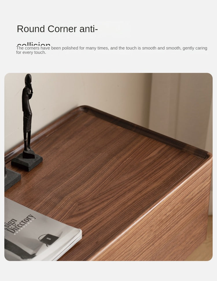 Modern Black Walnut Solid Wood TV Stand - Minimalist Entertainment Center for Living Room, Home Theater & Media Storage