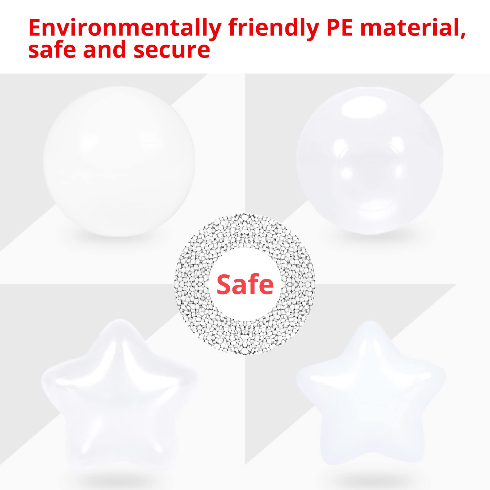 100-Piece Star Ball Pit Balls - Safe Plastic Play Balls for Kids & Toddlers - Perfect for Ball Pits, Play Tents, Kiddie Pools & Party Decorations (White & Clear) - Indoor & Outdoor Fun for Birthday Parties, Daycare Centers & Backyard Playtime