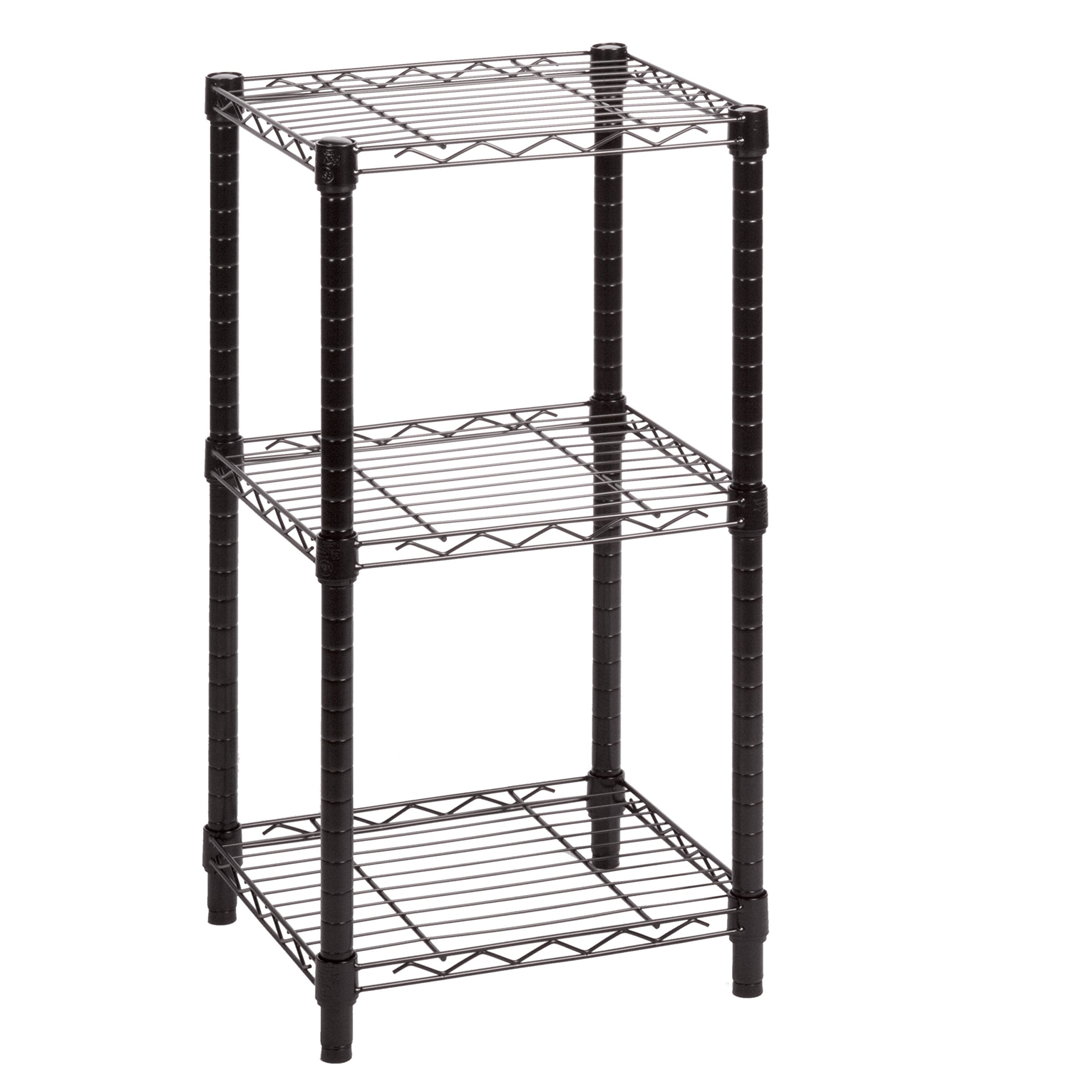 HoneyCanDo 3-Tier Black Wire Shelving Tower 14x15x30 Inches - Space-Saving Storage for Kitchen, Bathroom, Garage & Office Organization