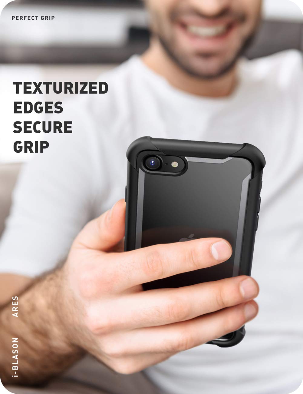 i-Blason Ares Rugged Clear Bumper Case for iPhone SE 2022 (3rd Gen) with Built-in Screen Protector | Compatible with iPhone SE 2020/iPhone 8/iPhone 7 | Shockproof Dual Layer Protection | Perfect for Outdoor, Work & Daily Use (Black)