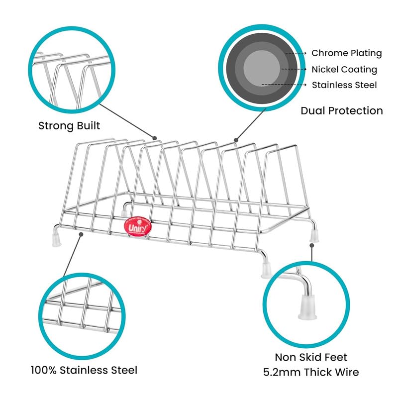 Stainless Steel Plate Rack & Utensil Holder - 2 Pack Chrome Kitchen Organizer for Cabinets | Space-Saving Storage for Plates, Lids & Cooking Tools | Perfect for Small Kitchens & Dish Drying