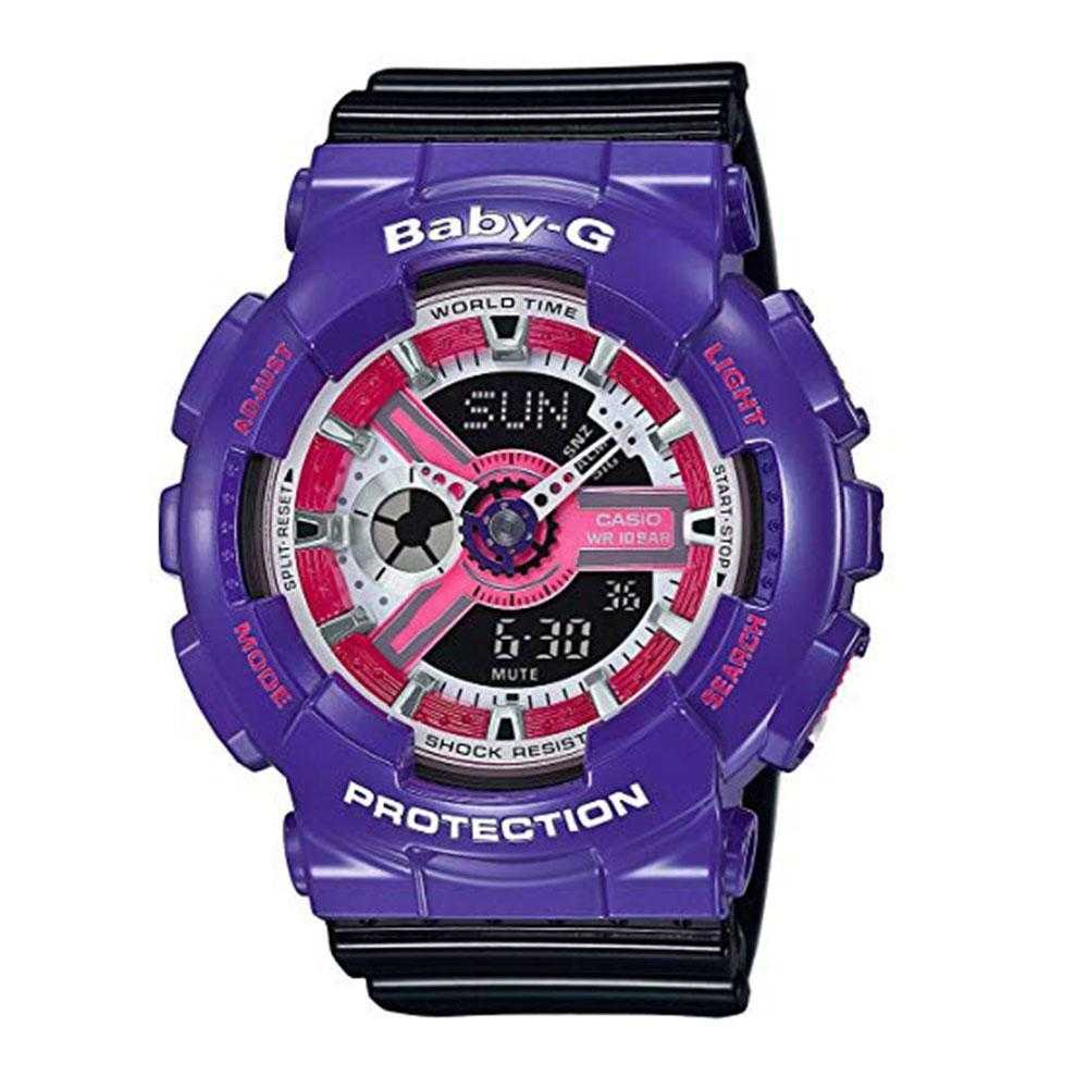 CASIO BABY-G BA-110NC-6ADR Digital Quartz Watch for Women - Purple & Black Resin Band, Shock Resistant, Water Resistant - Perfect for Sports, Fitness & Outdoor Activities