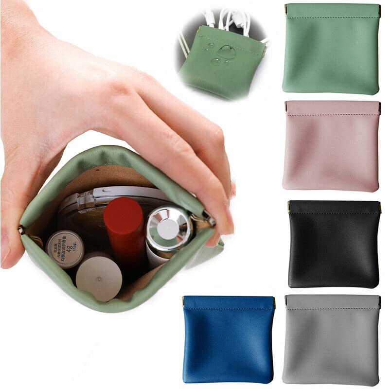 2-Piece Premium Lambskin Cosmetic Bags Set - Magnetic Closure & Zipper-Free Design (Gray) - Perfect for Travel, Makeup Organizer, and Gift Ideas