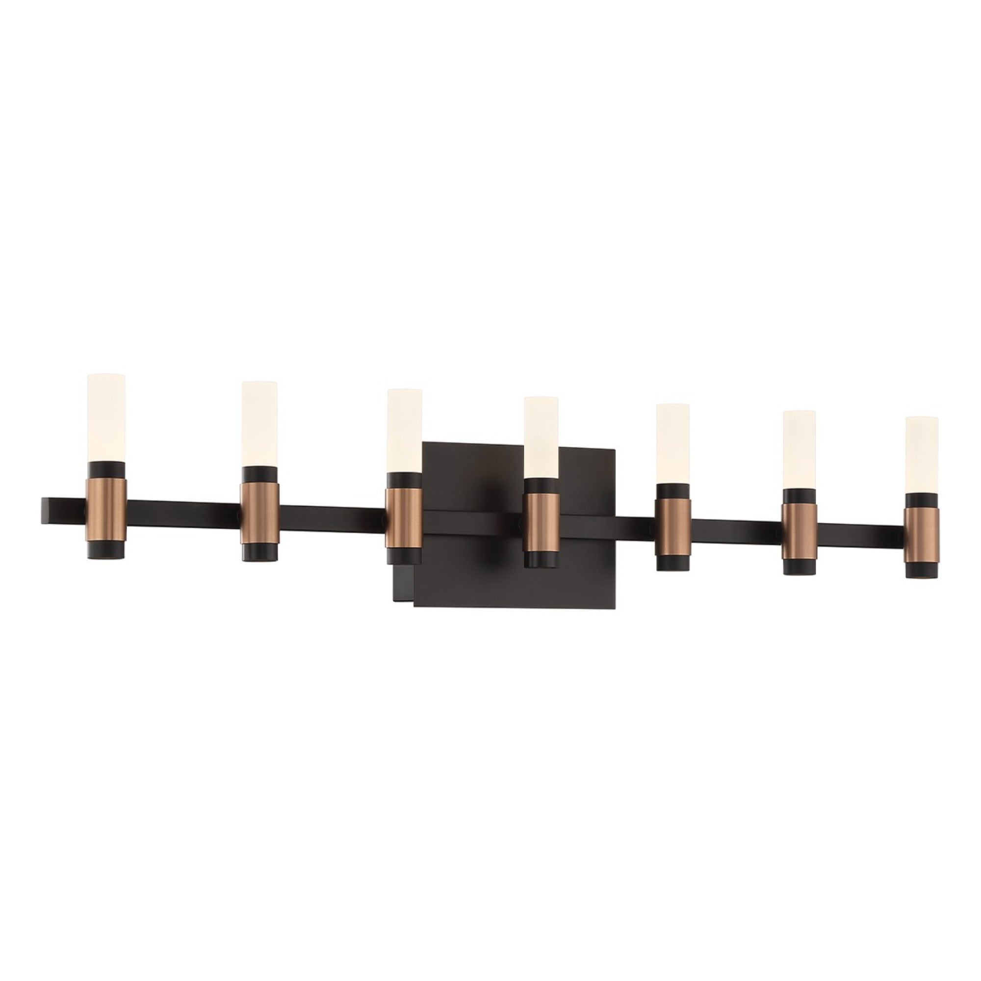 Albany 7-Light 32-LED Vanity Mirror with Black & Brass Finish - Perfect for Bathroom Makeup & Dressing Room Lighting