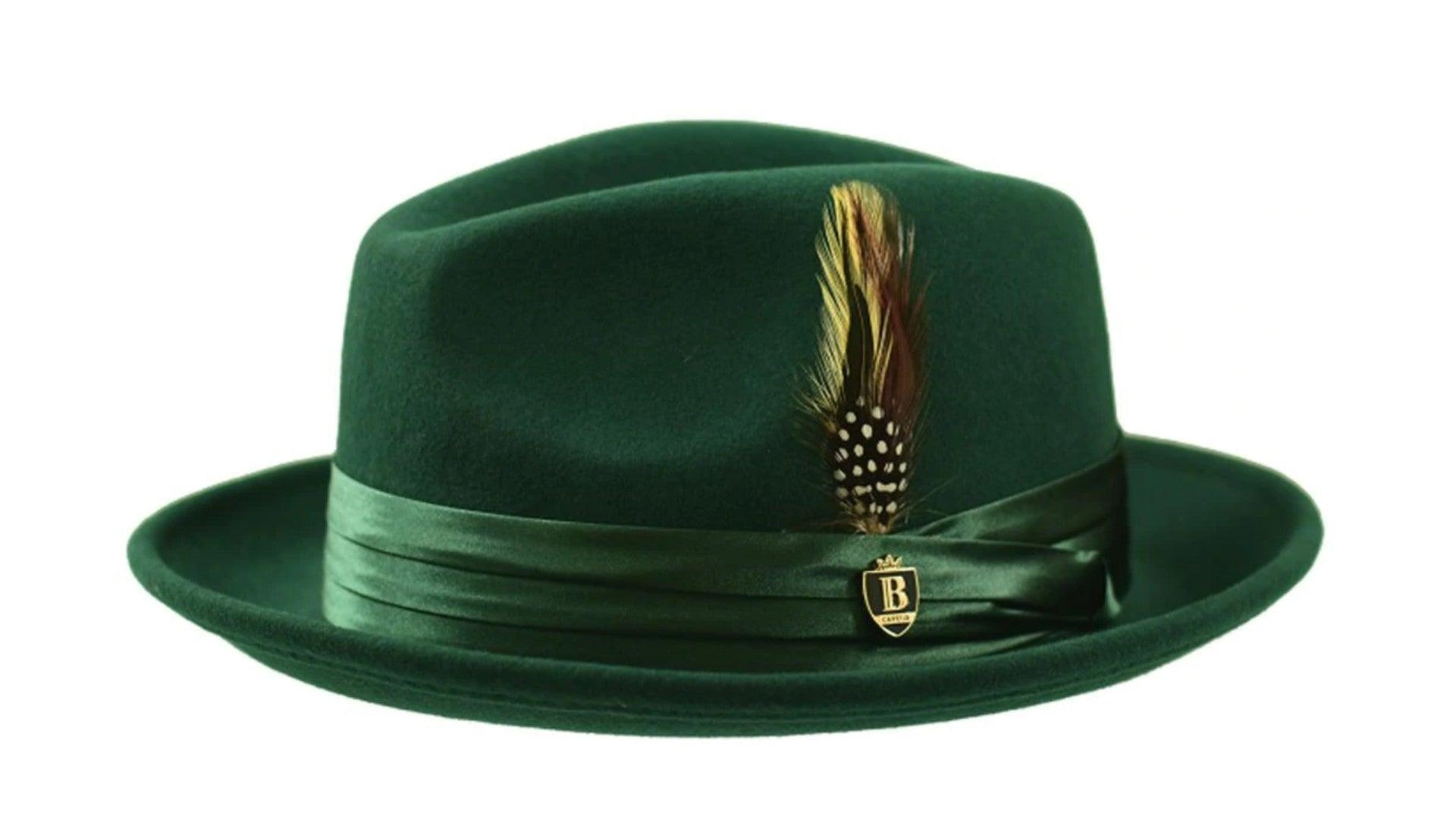 Emerald Green Wool Felt Fedora Hat for Women & Men - Vintage Style Dress Hat for Formal Occasions, Weddings, and Fashion Outfits