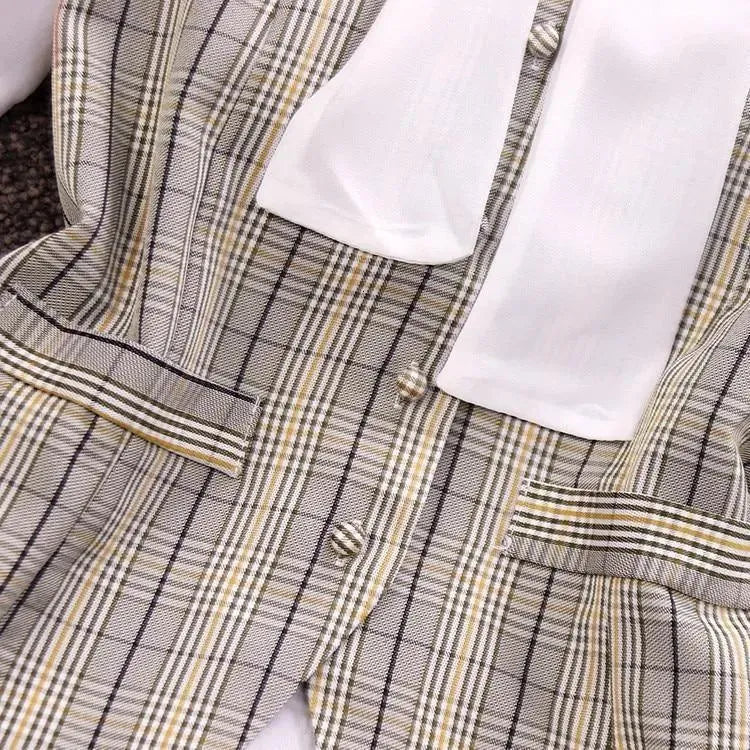 Stylish Women's Flared Plaid Pantsuit - Trendy Office & Casual Outfit for Work, Party & Everyday Wear
