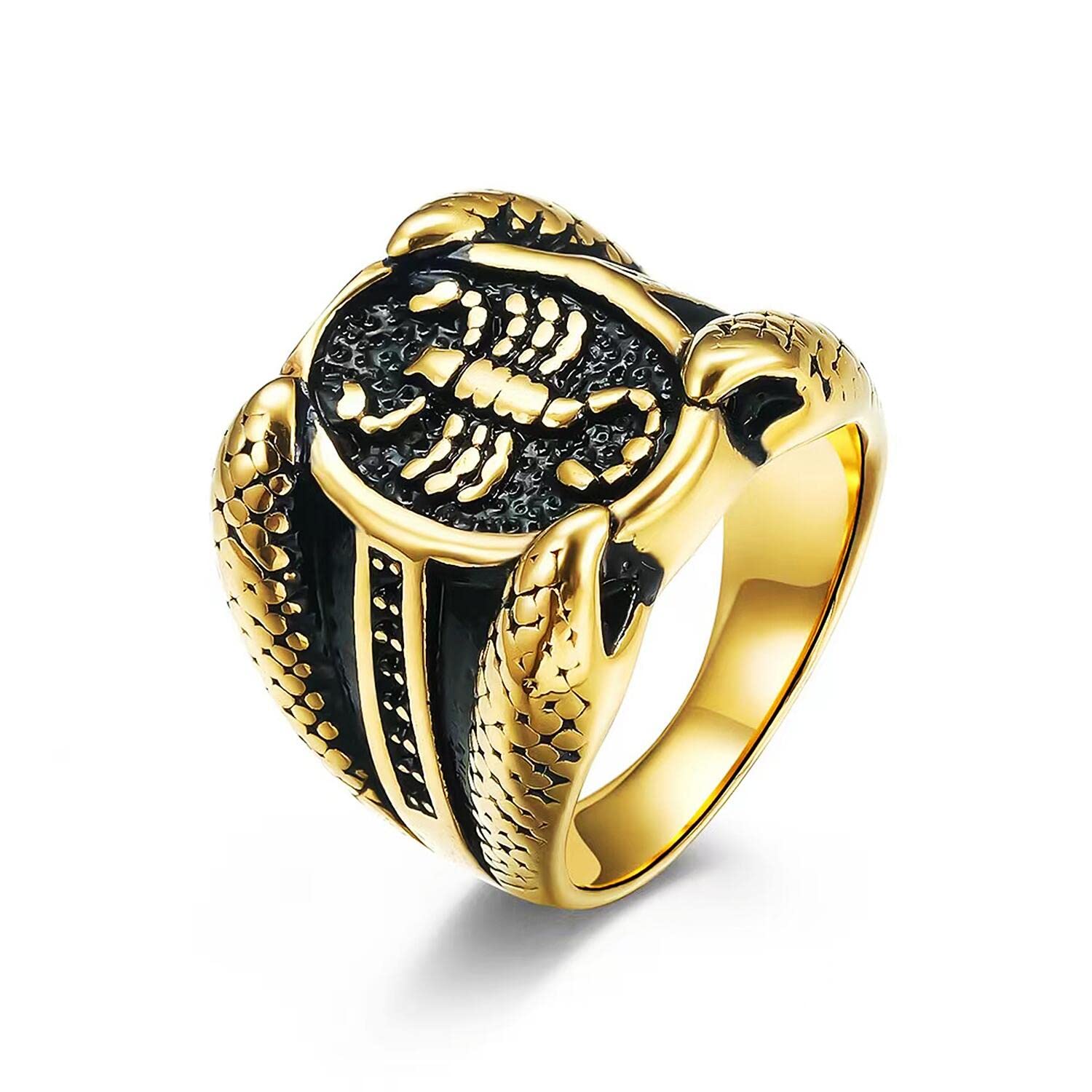 Men's Scorpion Ring - Gothic Animal Jewelry, 316L Stainless Steel Punk Ring for Bikers | Iced Out Hip Hop Cocktail Party Ring | Perfect for Nightlife, Concerts & Alternative Fashion