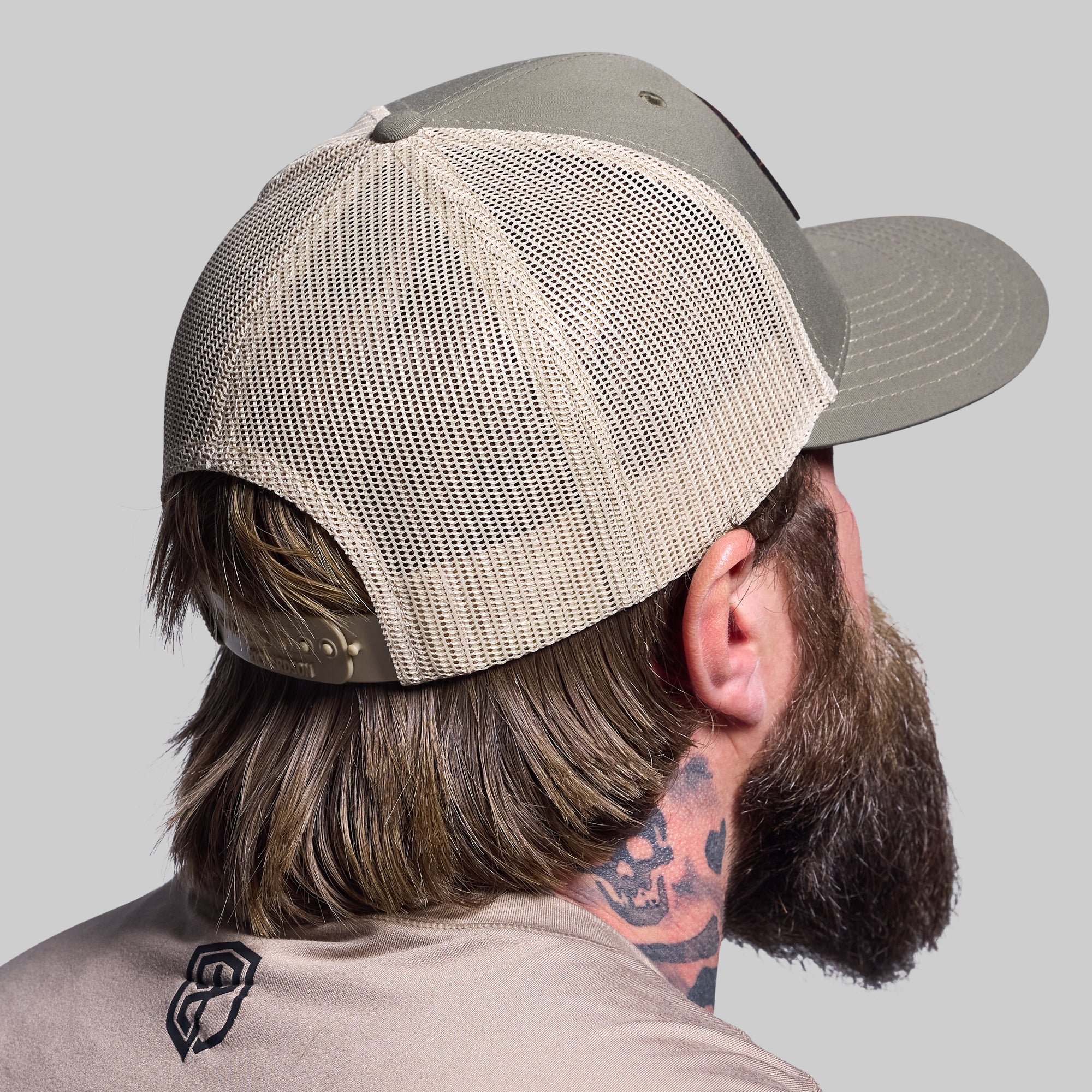 Tactical Light Leather Patch Trucker Hat - OD Green Military Cap for Outdoor, Hunting & Casual Wear - Adjustable Snapback for Men & Women