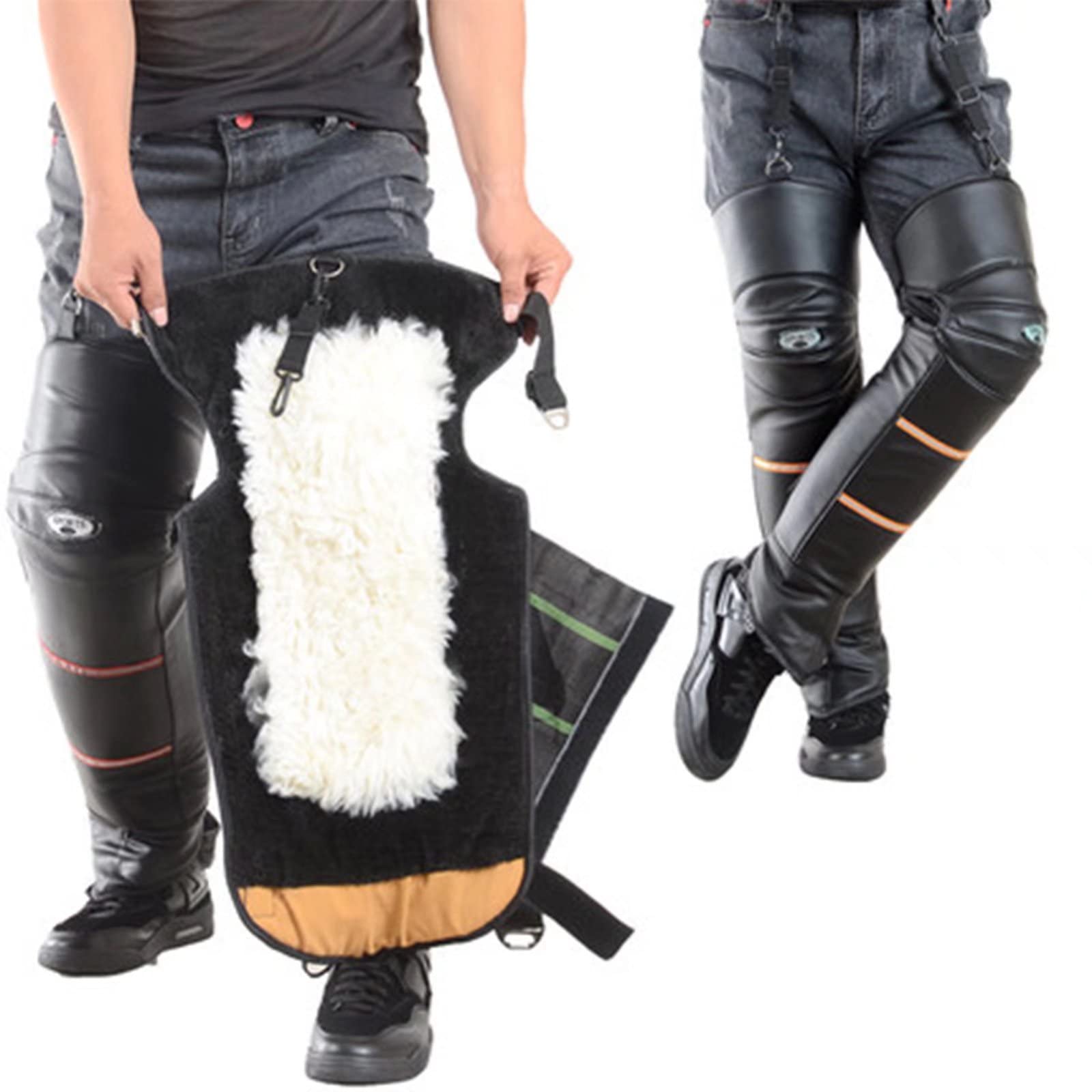 Winter Motorcycle Knee Pads - Thickened Windproof Waterproof Cold-Resistant Knee Warmers for Men & Women | Wool Cashmere Leg Warmer | Protective Gear for Riding, Skiing & Outdoor Activities