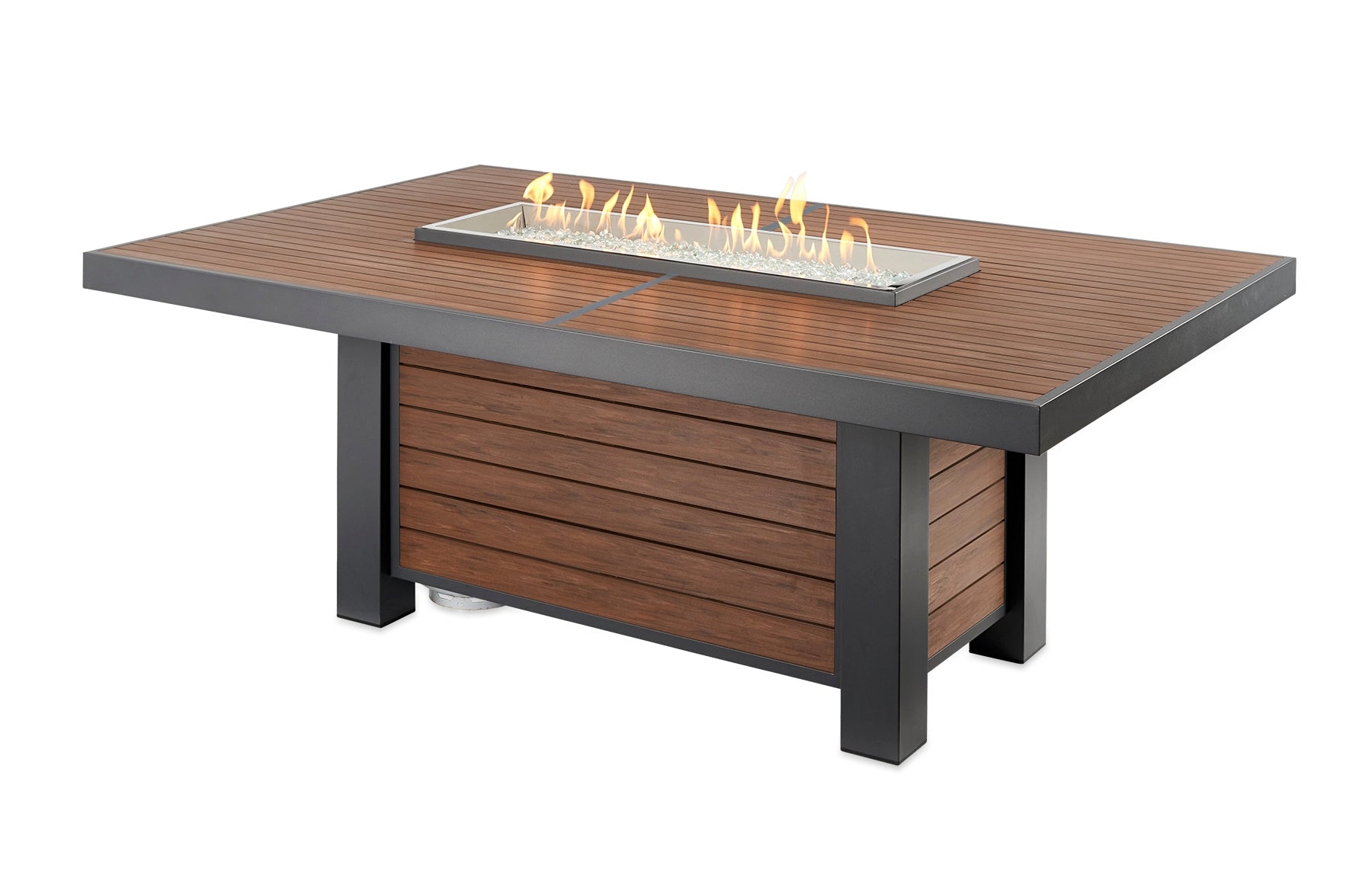 Outdoor Gas Fire Pit Table - Kenwood Linear Dining Height by The Outdoor Greatroom Company | Perfect for Patio, Backyard, and Garden Gatherings