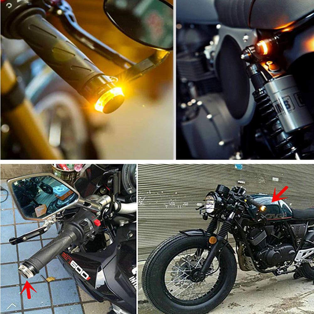 TOPKU Motorcycle LED Turn Signal Light Grip Bar Plug - Strobe Side Marker End Handlebar Accessory (2-Pack) for Enhanced Visibility & Safety in Night Riding