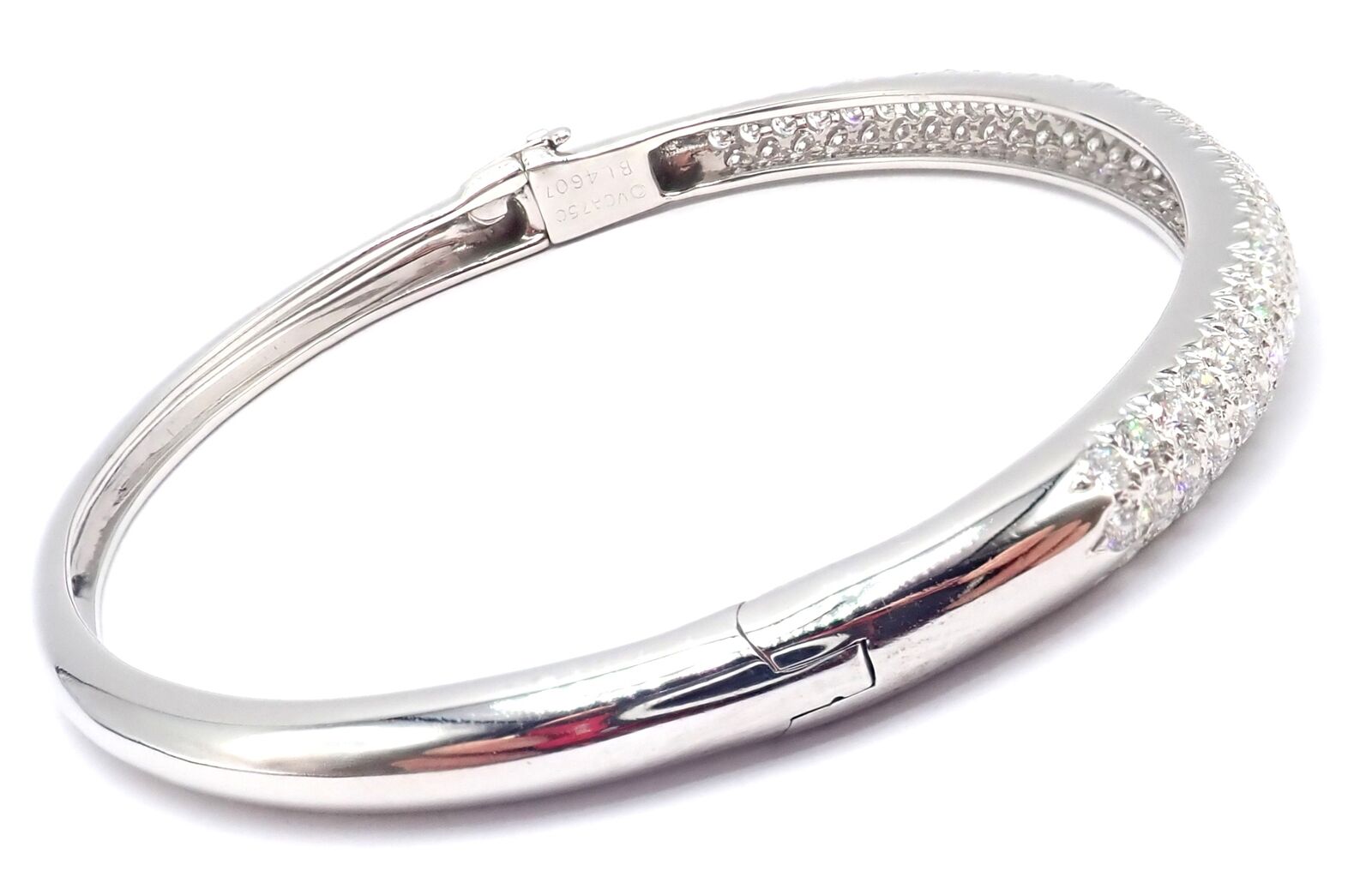 Authentic Van Cleef & Arpels Eve 18k White Gold Diamond Bangle Bracelet - Luxury Jewelry Gift for Women, Elegant Paper Box Packaging - Perfect for Anniversaries, Weddings & Special Occasions