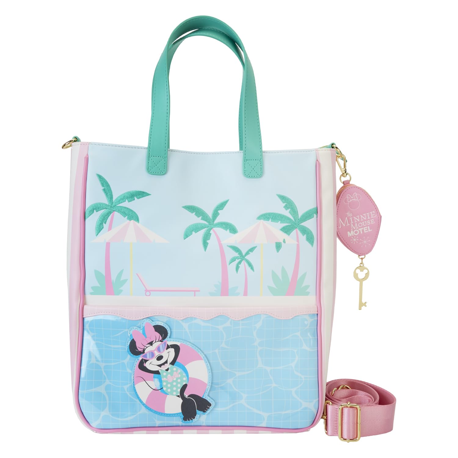 Disney Minnie Mouse Vacation Style Poolside Tote Bag with Coin Purse - Loungefly Official - Perfect for Beach, Pool, and Summer Travel Accessories