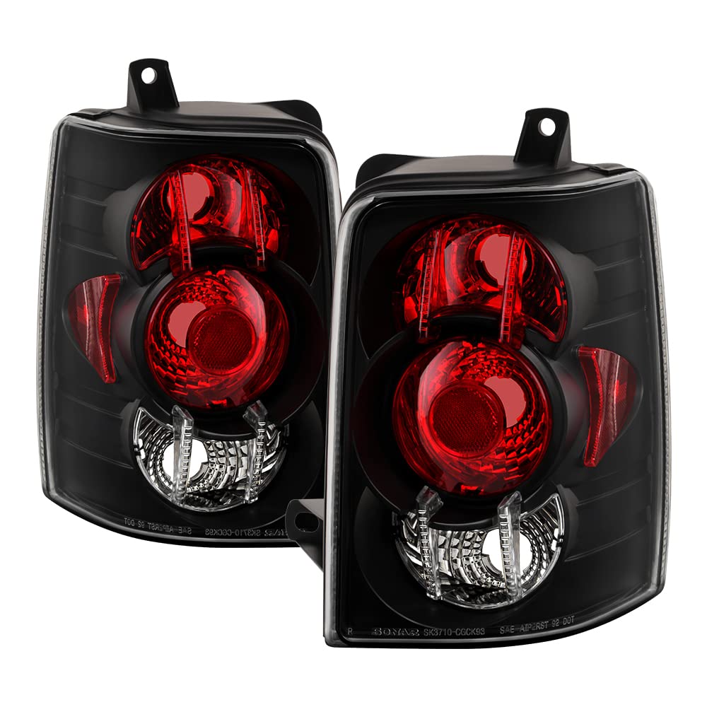 Xtune Euro Style Black Clear Tail Lights for Jeep Grand Cherokee 1993-1998 | Replacement LED Brake Lights | Off-Road & Night Driving Safety Upgrade