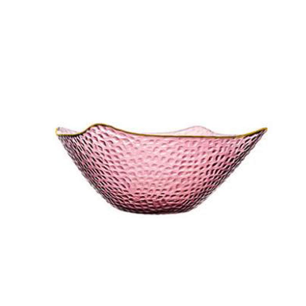 Handmade Hammered Glass Fruit Bowl - Purple Medium Size for Snacks, Salads & Desserts | Elegant Gold Rim Home Serving Plate | Perfect for Parties, Picnics & Kitchen Decor