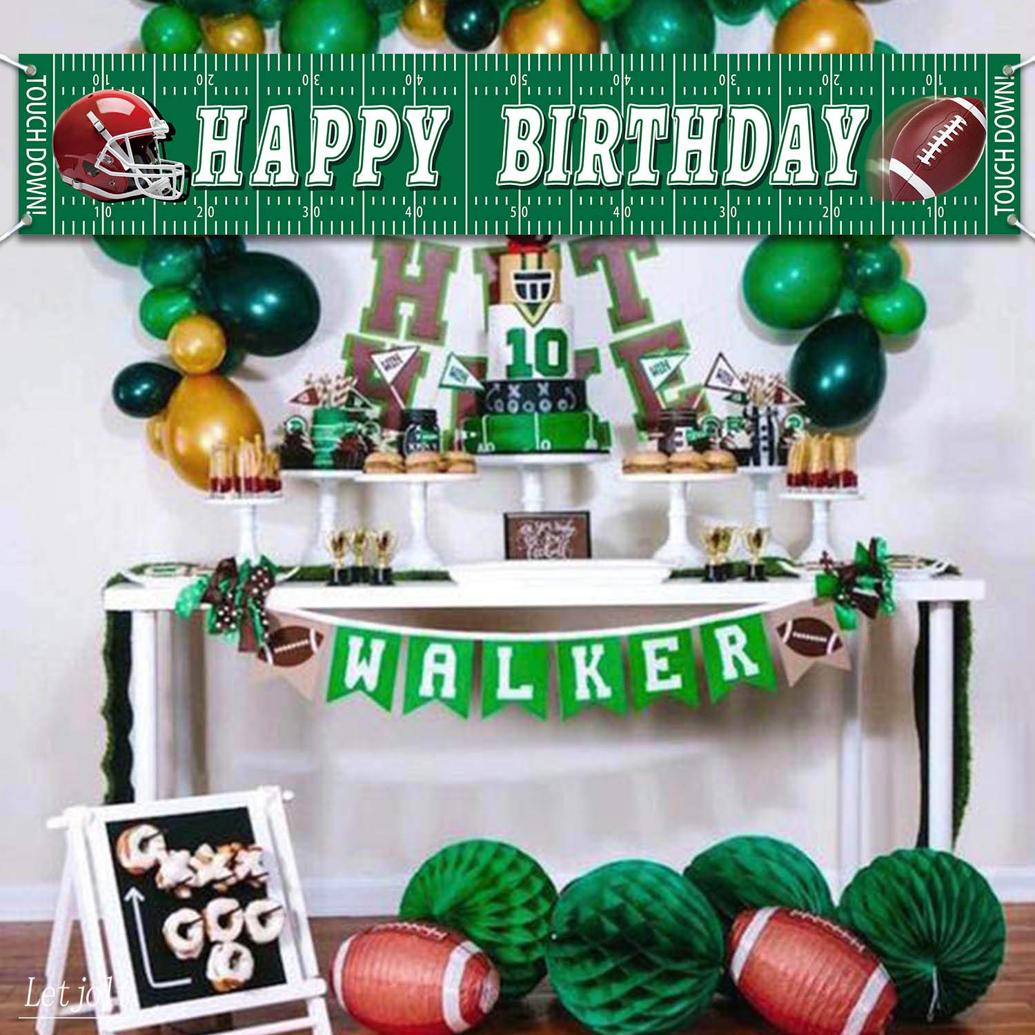 Football Birthday Banner - 6 Feet Giant Happy Birthday Party Decorations for Outdoor Yard Fence, Photo Backdrop & Celebration Supplies | Perfect for Sports-Themed Parties, Tailgating Events & Backyard Celebrations