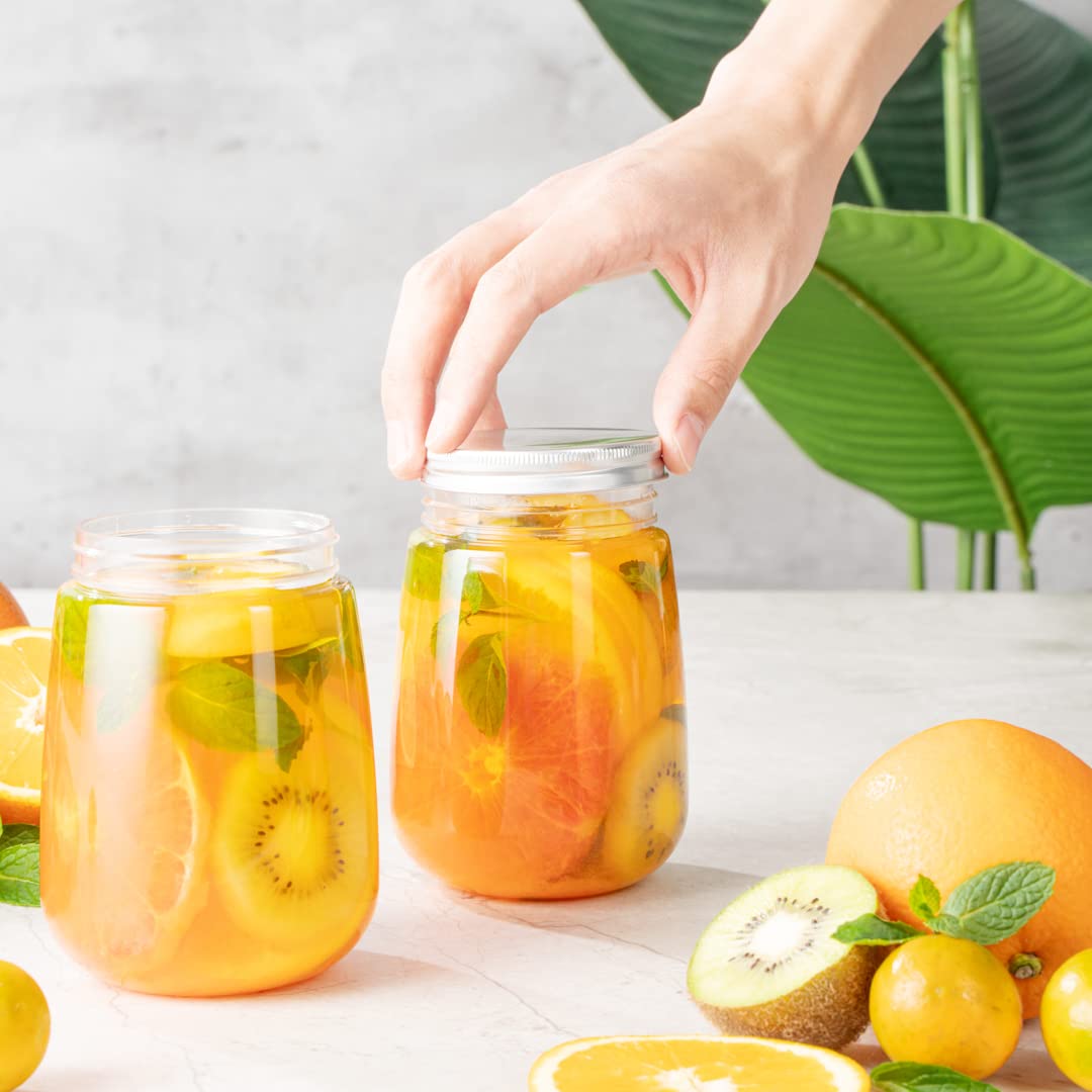Restaurantware Bottle Tek 17oz Juice Bottles - 100 Pack Clear Empty Plastic Bottles with Aluminum Lids | Disposable Containers for Juicing, Tea, Smoothies, Cocktails & Beverage Storage | Perfect for Restaurants, Cafes & Home Use