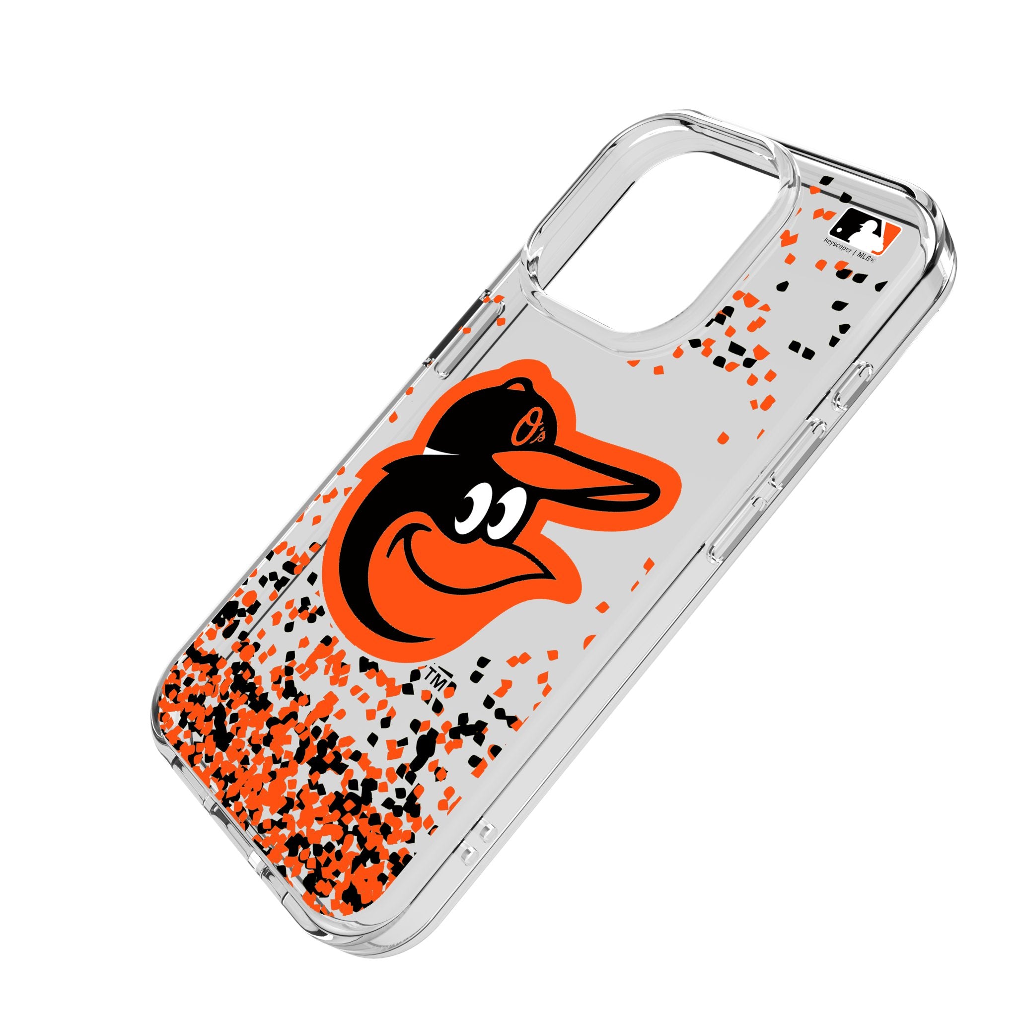 Baltimore Orioles Confetti Clear Phone Case for Apple iPhone 14/13/12/11 Pro Max - MLB Team Design, Protective Cover for Sports Fans & Game Day Use