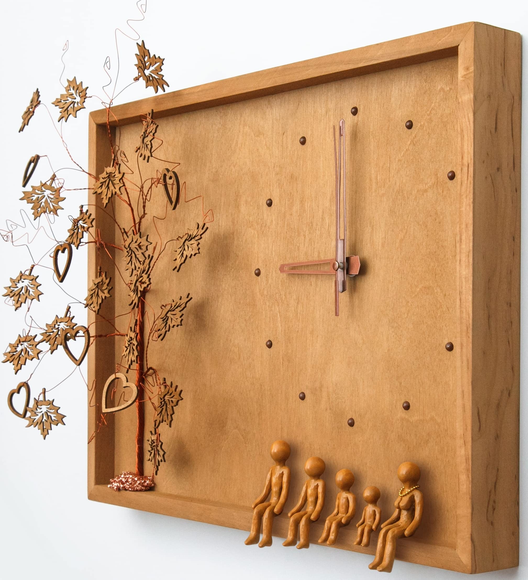 5th Anniversary Gift for Her & Him - Personalized Wood Family Tree Clock - Unique 5 Year Wedding Anniversary Gift for Wife, Husband, Couples - Perfect for Home Decor & Romantic Gifts