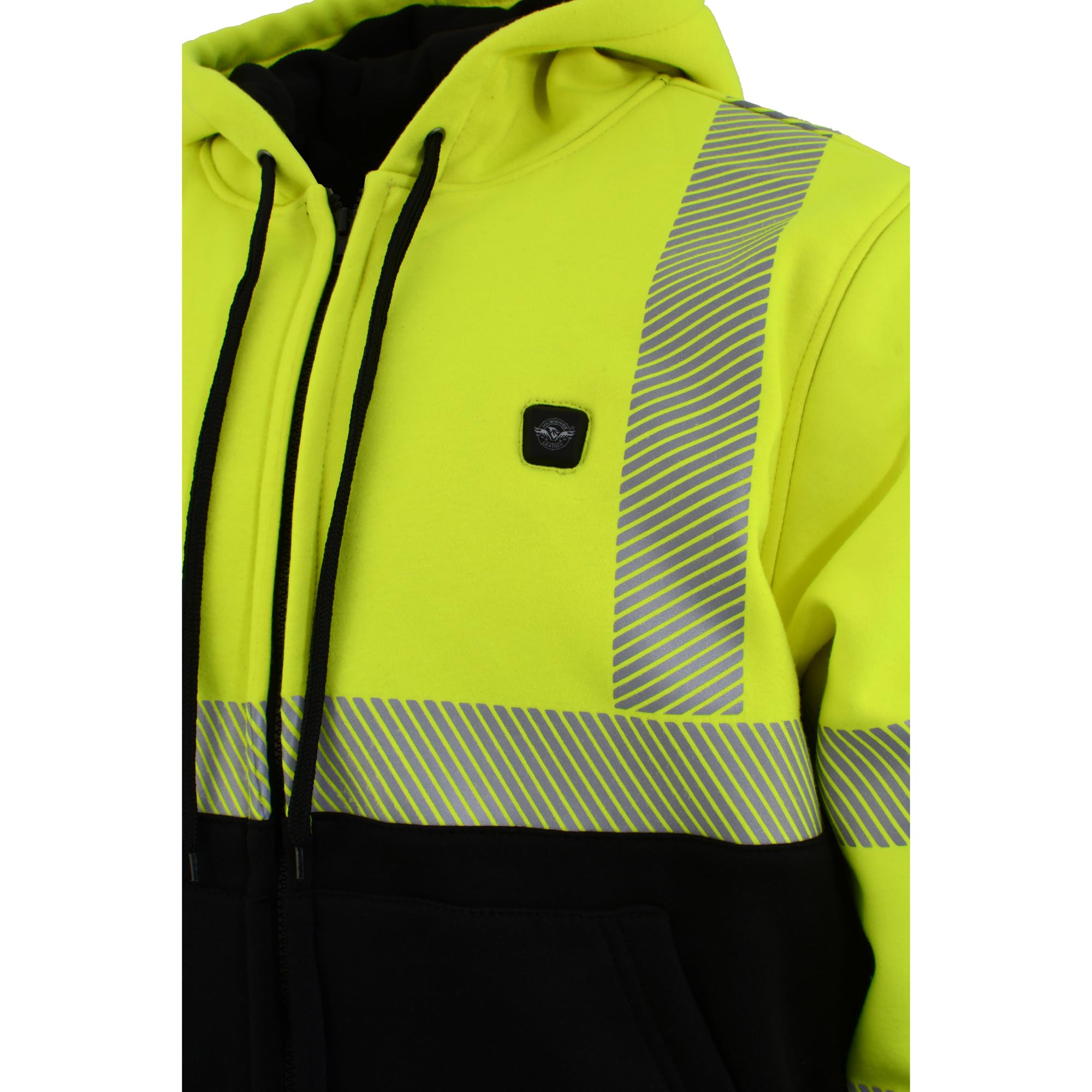 Nexgen Heat Men's High Visibility Green Heated Jacket with Front & Back Heating Elements - Includes Rechargeable Battery Pack for Outdoor Work & Winter Sports
