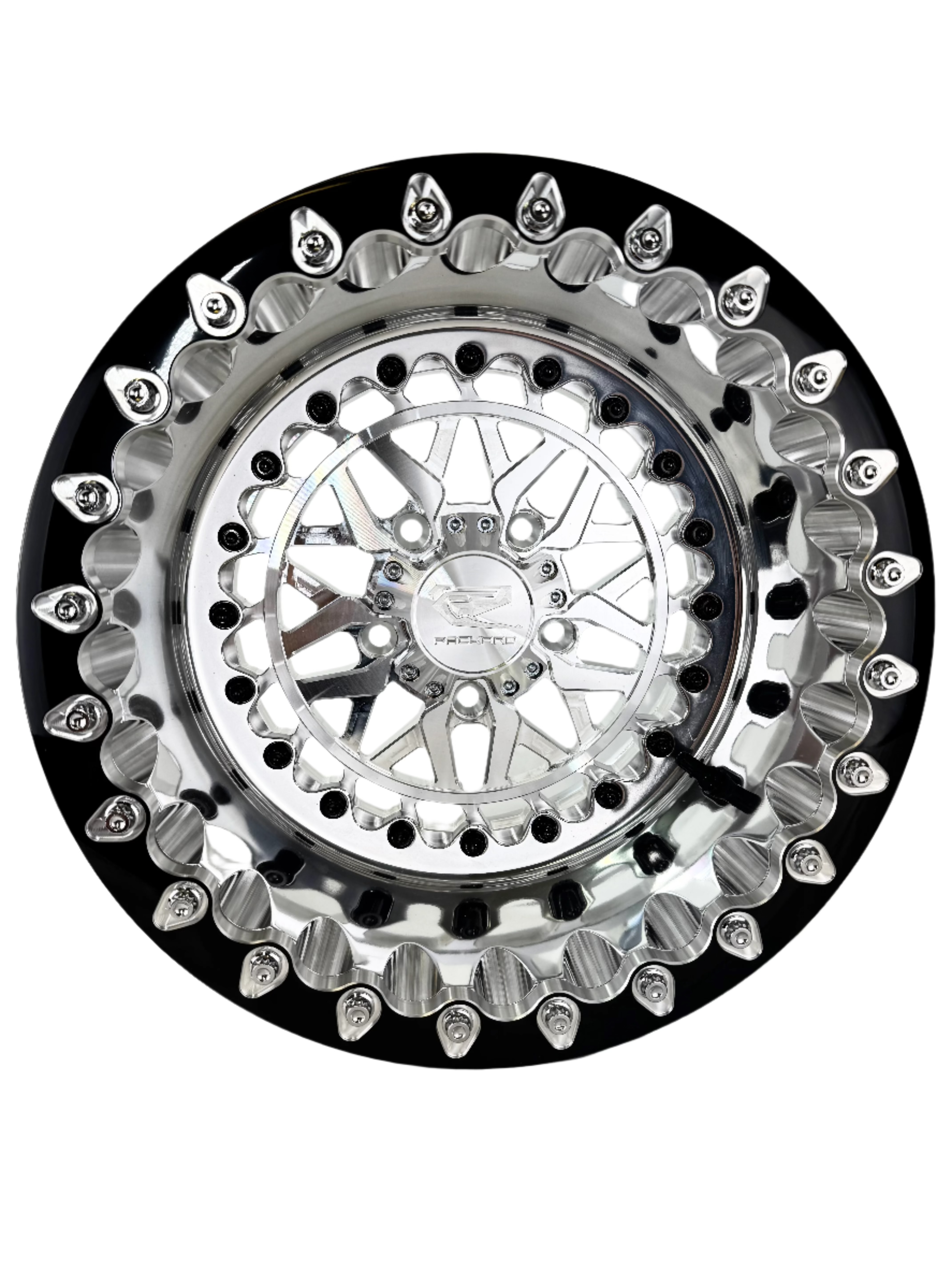Apollo FF Forged Polished Beadlock Wheels - Silver - 5x4.5 Bolt Pattern for RZR Pro R - Off-Road & UTV Accessories - Perfect for Trail Riding, Dune Bashing & Off-Road Adventures