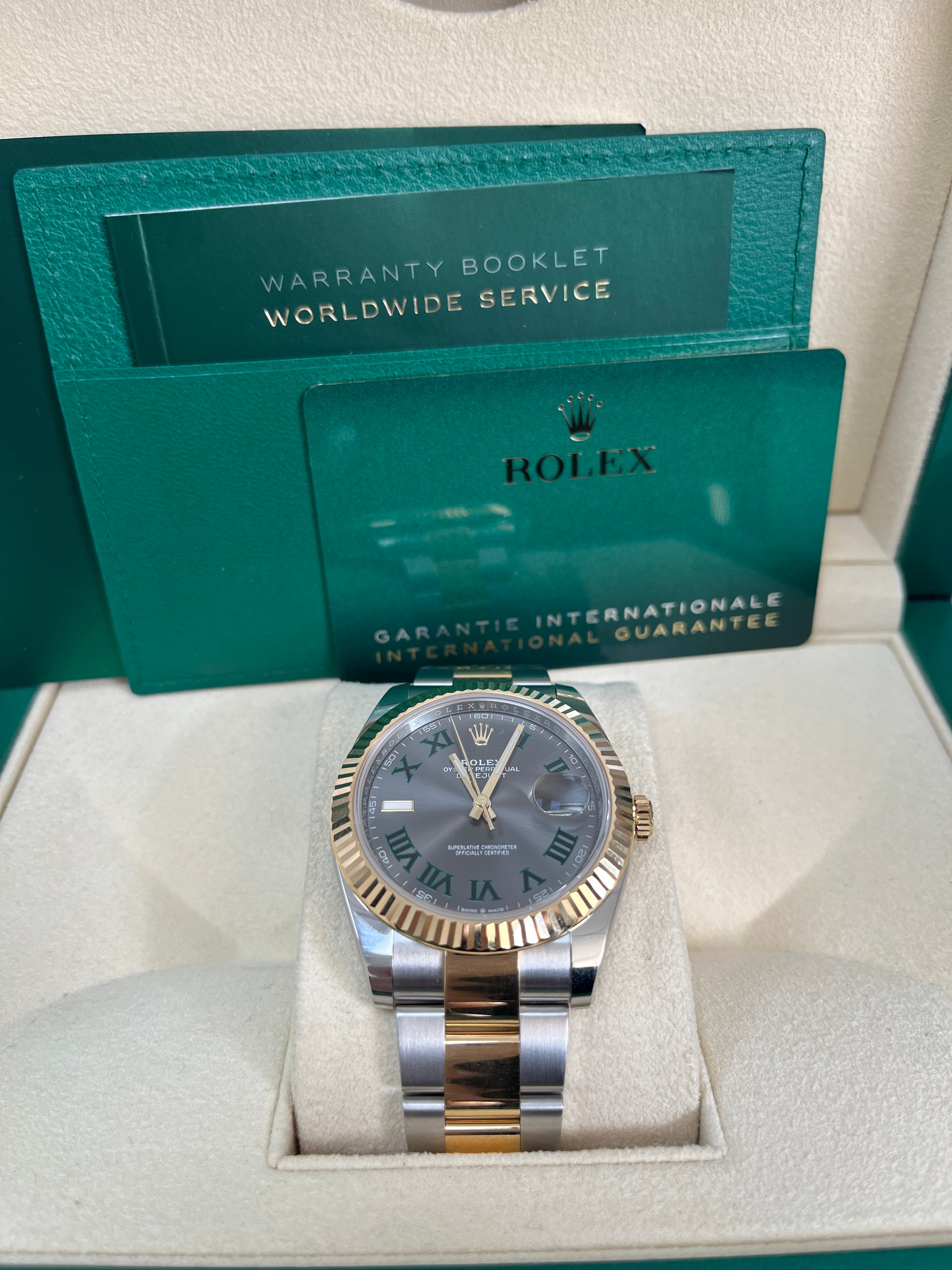 Rolex Datejust 41mm Wimbledon Two-Tone Yellow Gold & Steel Oyster Bracelet with Fluted Bezel (Ref 126333) - Luxury Watch for Business, Formal Events & Special Occasions