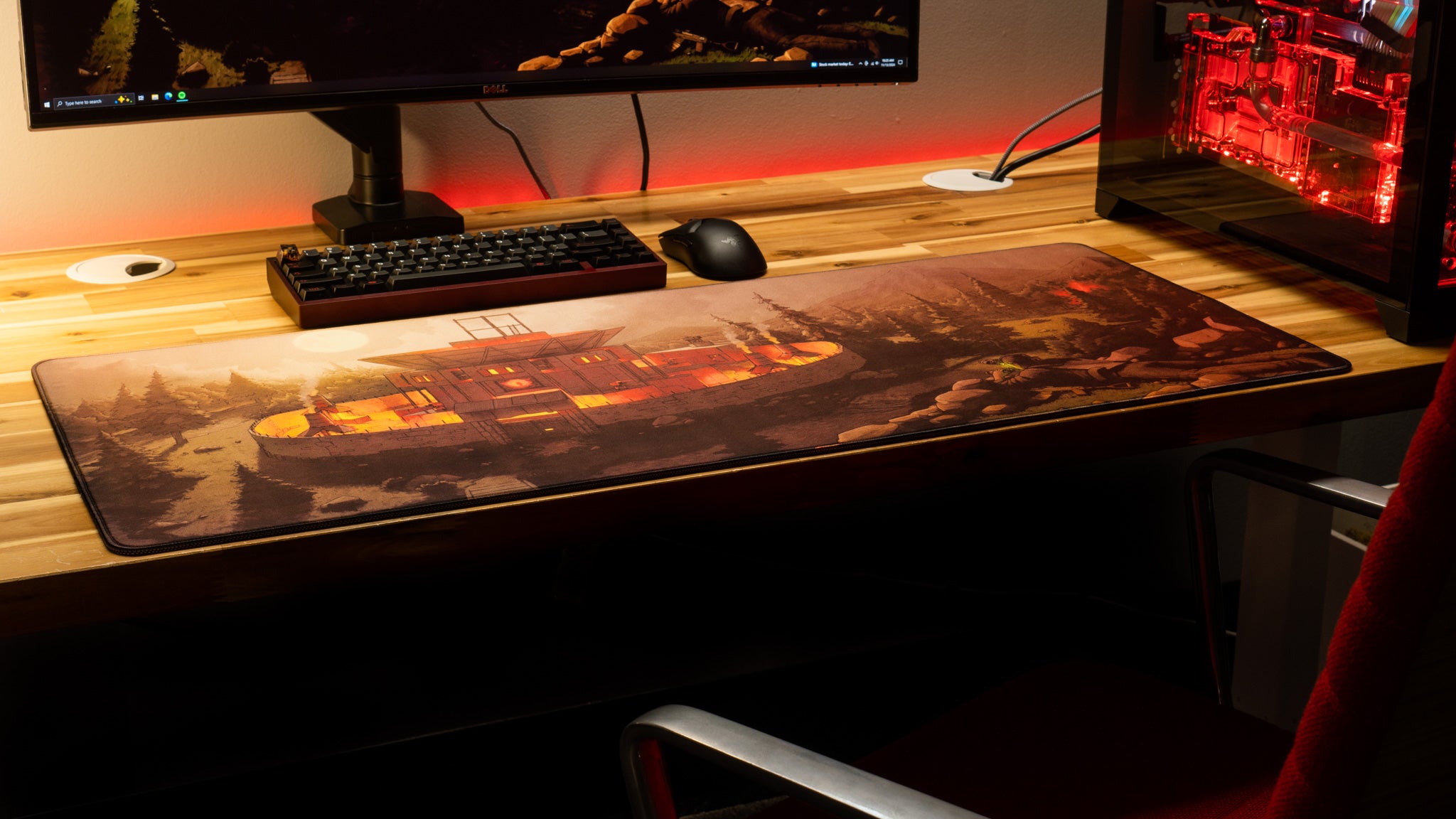 AloneinTokyo Nightfall Rust Limited Edition Gaming Desk Mat - Content Creator Collaboration Mouse Pad for PC & Console Gamers - Perfect for Esports, Streaming & Office Work