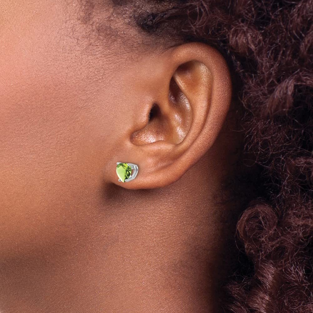 14K White Gold 6mm Heart Peridot Stud Earrings - Dainty Fine Jewelry for Women - Perfect Birthday, Anniversary & Valentine's Day Gift for Her - Everyday Wear & Special Occasion Accessories