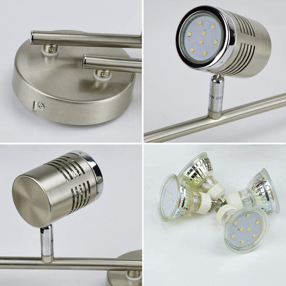 DLLT LED Track Lighting Kit - 4 Pack Flush Mount Ceiling Spot Lights with GU10 Base & Warm White Bulbs Included - Perfect for Kitchen, Dining Room, Bedroom, Hallway Lighting - Modern Home & Commercial Interior Design Solution