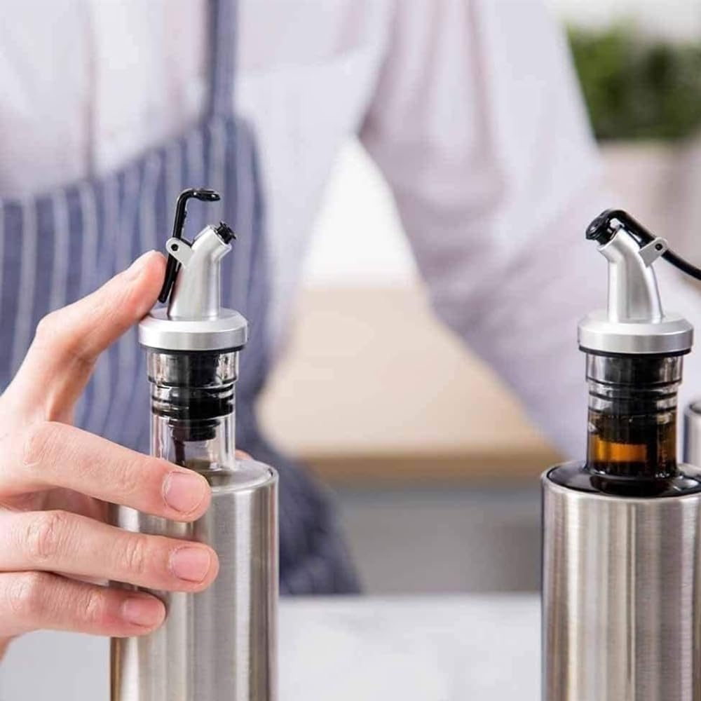 Premium Stainless Steel Oil Dispenser Bottle for Kitchen - Olive Oil & Vinegar Dispenser with Drip-Free Spout, 250ml Cooking Oil Container, Perfect for Salad Dressing, Baking & Gourmet Cooking | Essential Kitchen Tool for Home Chefs & Food Enthusiasts