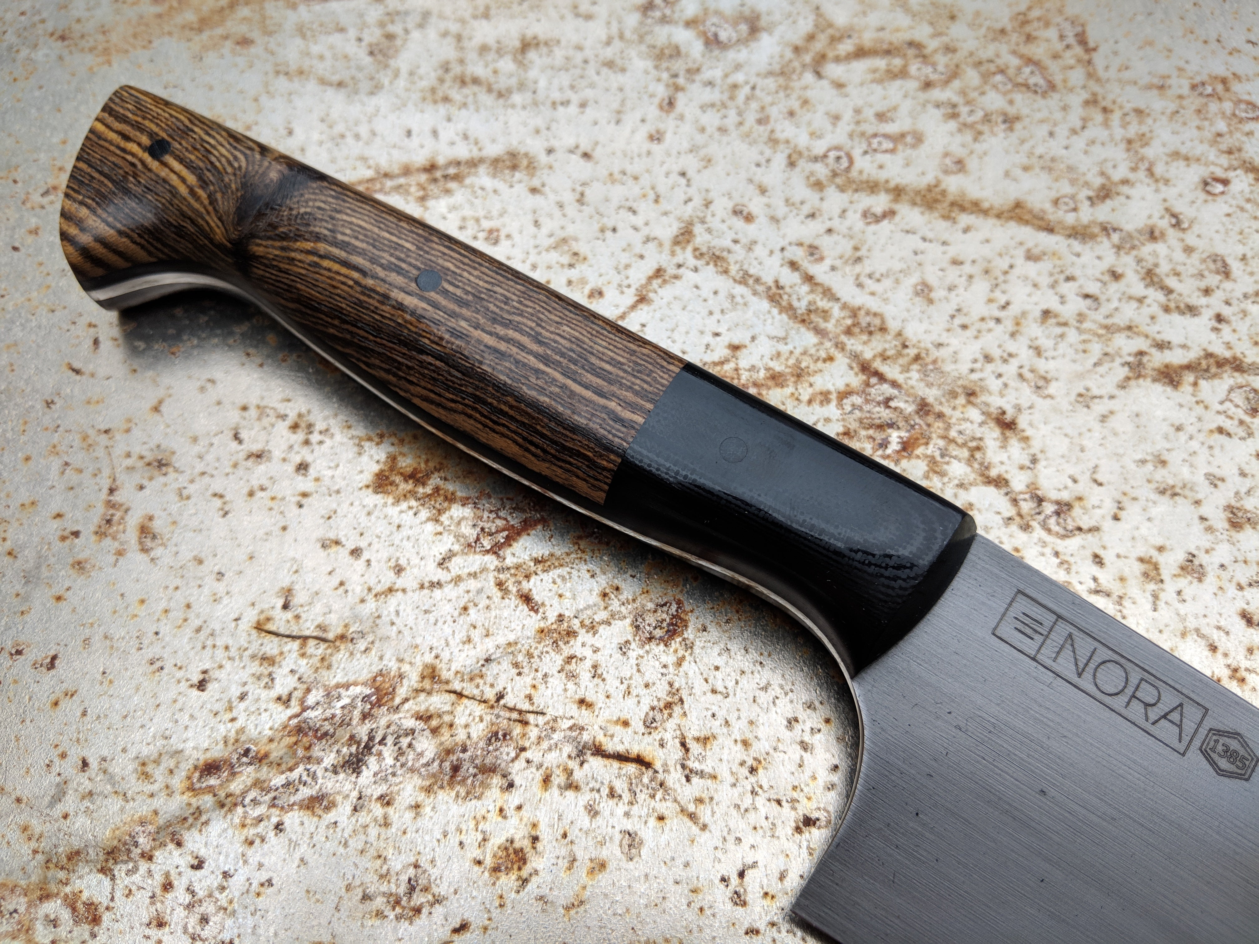 NORA Knives #1385 - 7.5 Inch Santoku Knife - High Carbon Stainless Steel Kitchen Knife - Sharp Japanese Chef Knife for Slicing, Dicing, and Chopping Vegetables, Meat, and Fish - Perfect for Home Cooking and Professional Kitchens
