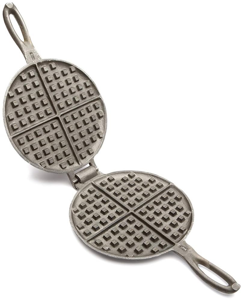 Rome Industries Old Fashioned Cast Iron Waffle Maker - Black - Perfect for Breakfast, Brunch & Homemade Belgian Waffles