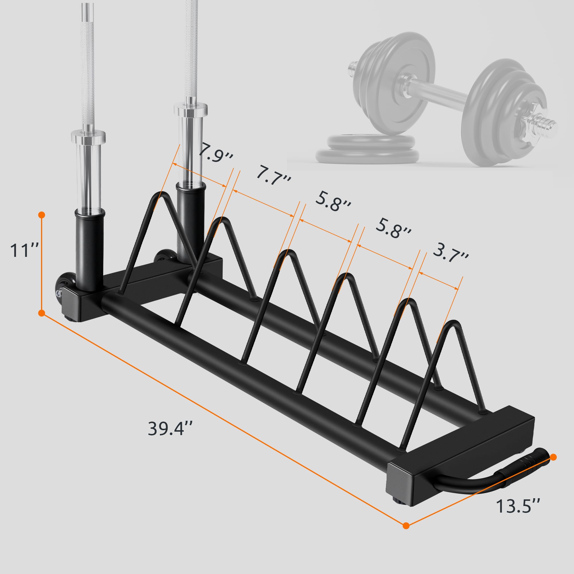 **RitFit Horizontal Weight Plates Rack – Olympic Barbell Bumper Plate Holder with Handle & Wheels – Heavy-Duty Gym Storage for Home & Commercial Use**    **Usage Scenarios:** Perfect for home gyms, CrossFit boxes, and commercial fitness centers to organize Olympic weight plates and barbells efficiently.