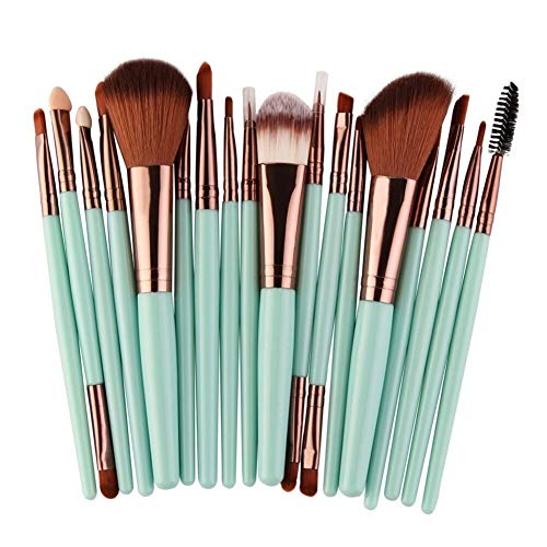 18-Piece Professional Makeup Brush Set - Soft Synthetic Bristles for Eyeshadow, Eyeliner, Lips & Face - Perfect for Beginners & Professionals - Ideal for Home, Salon & Travel Use (Color: Green)