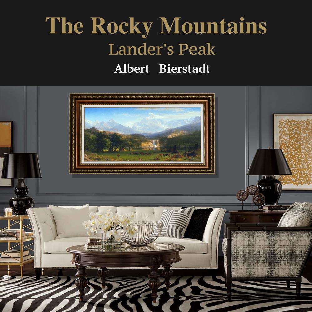 ELITEART Albert Bierstadt The Rocky Mountains Lander's Peak Oil Painting Reproduction - Premium Giclee Canvas Art Print (36x24 Inches Framed) - Perfect for Living Room, Bedroom & Office Wall Decor