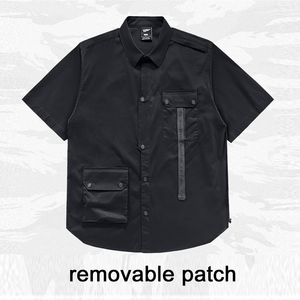 Men's Cargo Shirt Summer Short Sleeve Tactical Shirt - Breathable Techwear Streetwear for Outdoor Hiking, Urban Exploration & Casual Wear