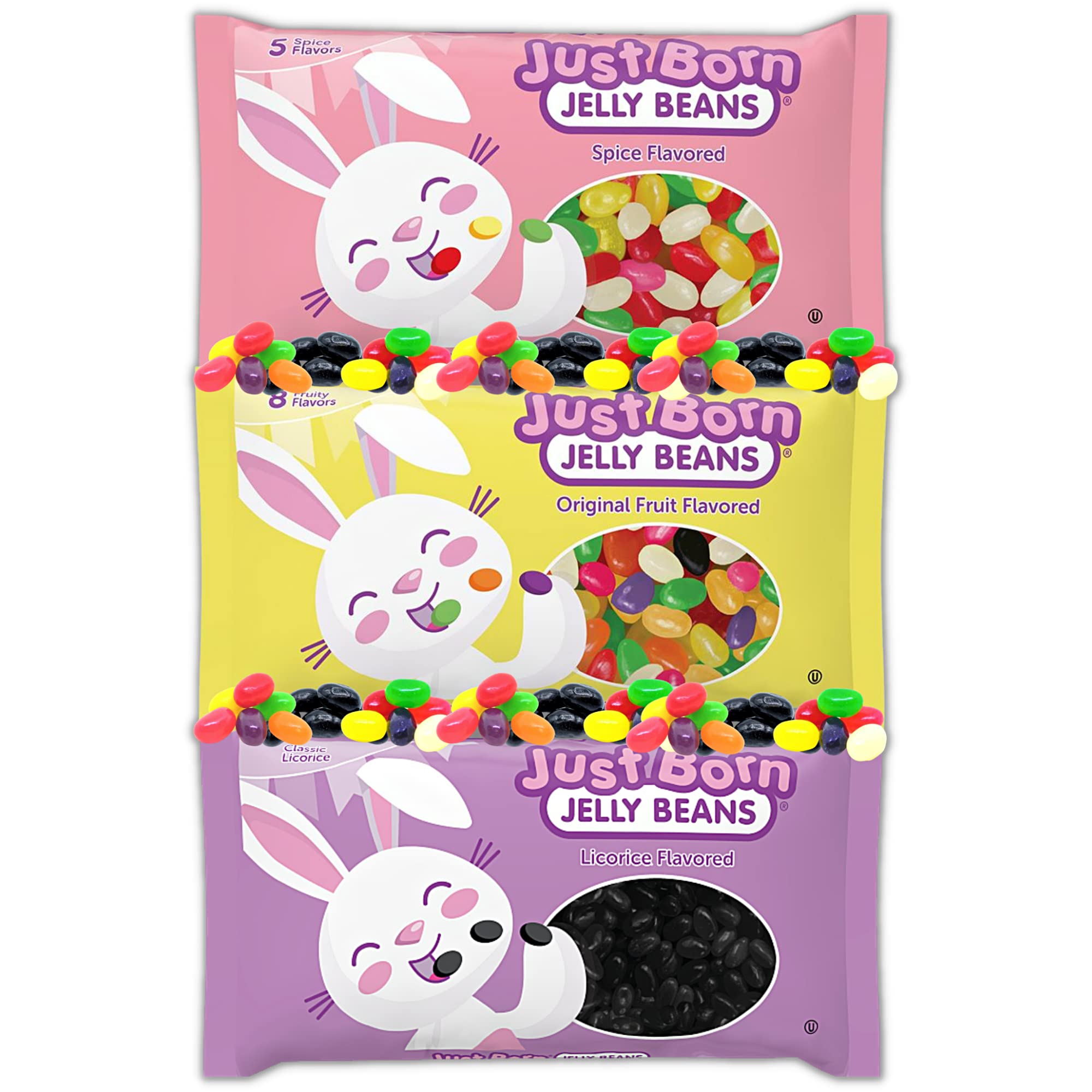 Needzo Bulk Jelly Beans - Black Licorice, Original Fruit & Spiced Flavors - Chewy Candy for Easter Egg Fillers, Party Favors & Gift Bags - 10oz Bags (Pack of 3) - Perfect for Holidays, Birthdays & Office Treats