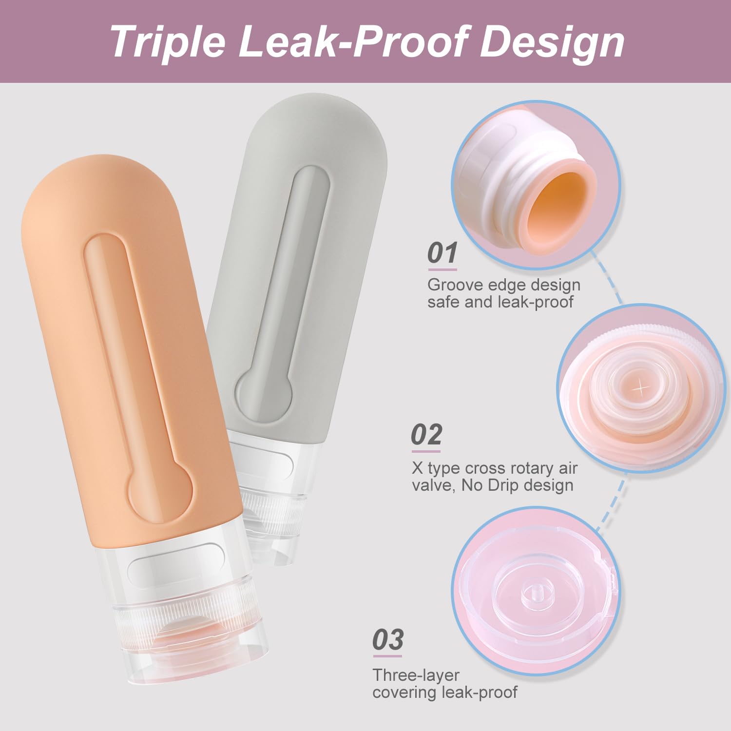 19 Pack Leak Proof Silicone Travel Bottles Set - TSA Approved Toiletry Containers for Shampoo, Conditioner & Cosmetics | Portable Travel Accessories with Toiletry Bag | Perfect for Air Travel, Gym & Vacation Essentials