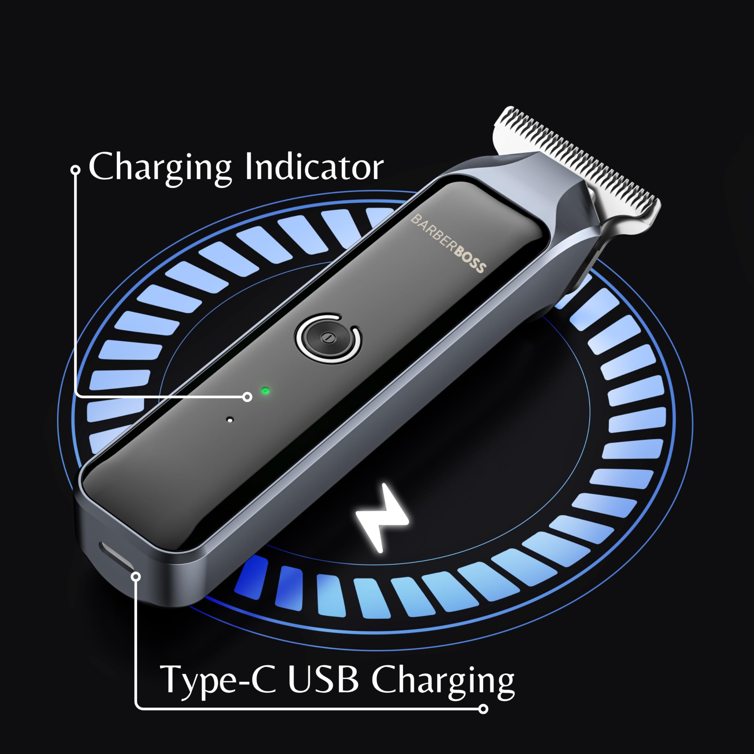 Barberboss Professional Cordless Beard Trimmer for Men - Electric Hair Clipper with 3 Guide Combs, Rechargeable Grooming Kit QR-2071 - Perfect for Home Haircuts, Beard Shaping & Personal Grooming