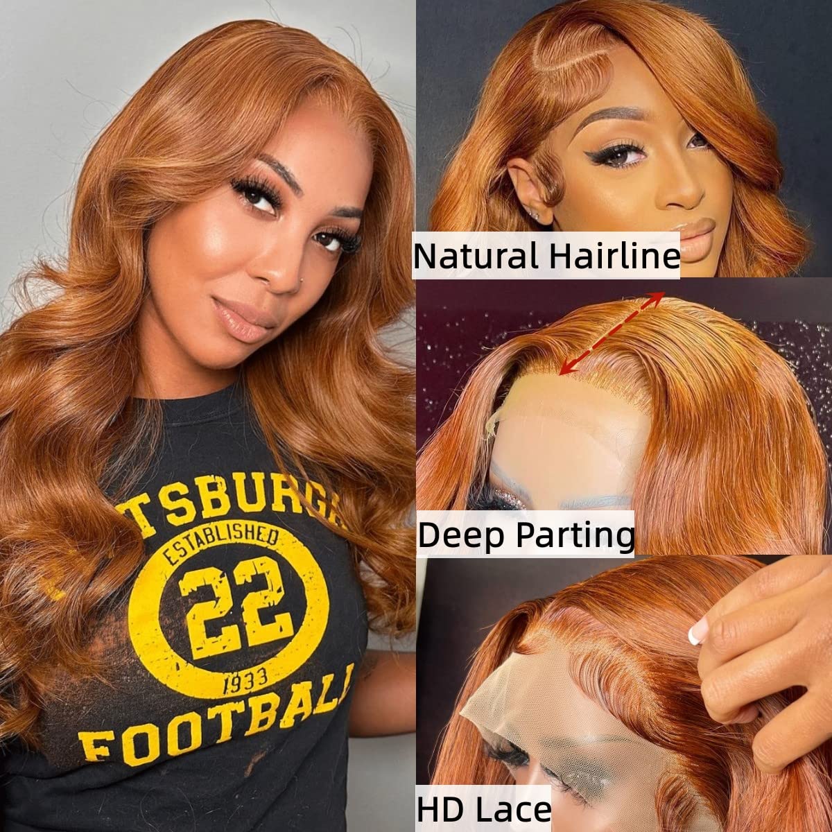 13x4 HD Lace Front Wigs Human Hair - Light Chocolate Brown Orange Ginger Colored Pre Plucked with Baby Hair - 22 Inch Wavy Lace Front Wig for Women | Perfect for Daily Wear, Parties & Special Occasions