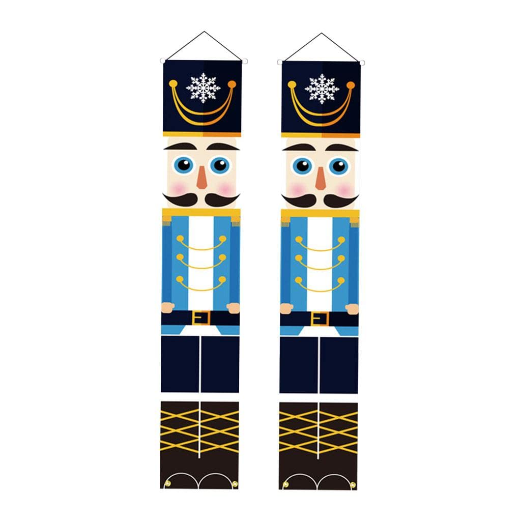 Newmind 1 Pair Life-Size Christmas Nutcracker Soldier Door Banner - Holiday Porch Decor for Home, Garden & Mall Entrance - Perfect for Xmas Party, Outdoor Decorations & Festive Celebrations