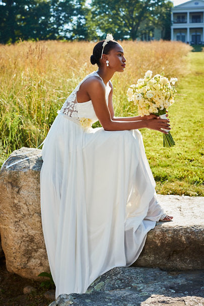 Jenny Yoo Elinor Wedding Gown - Elegant A-Line Bridal Dress with Lace Details | Perfect for Beach, Church & Formal Weddings