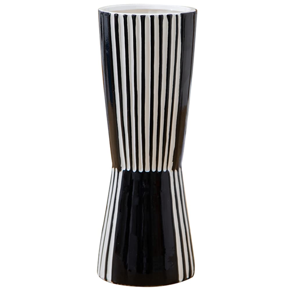 Modern Black and White Ceramic Vase - Elegant Porcelain Home Decor for Living Room, Bedroom & Office Centerpiece