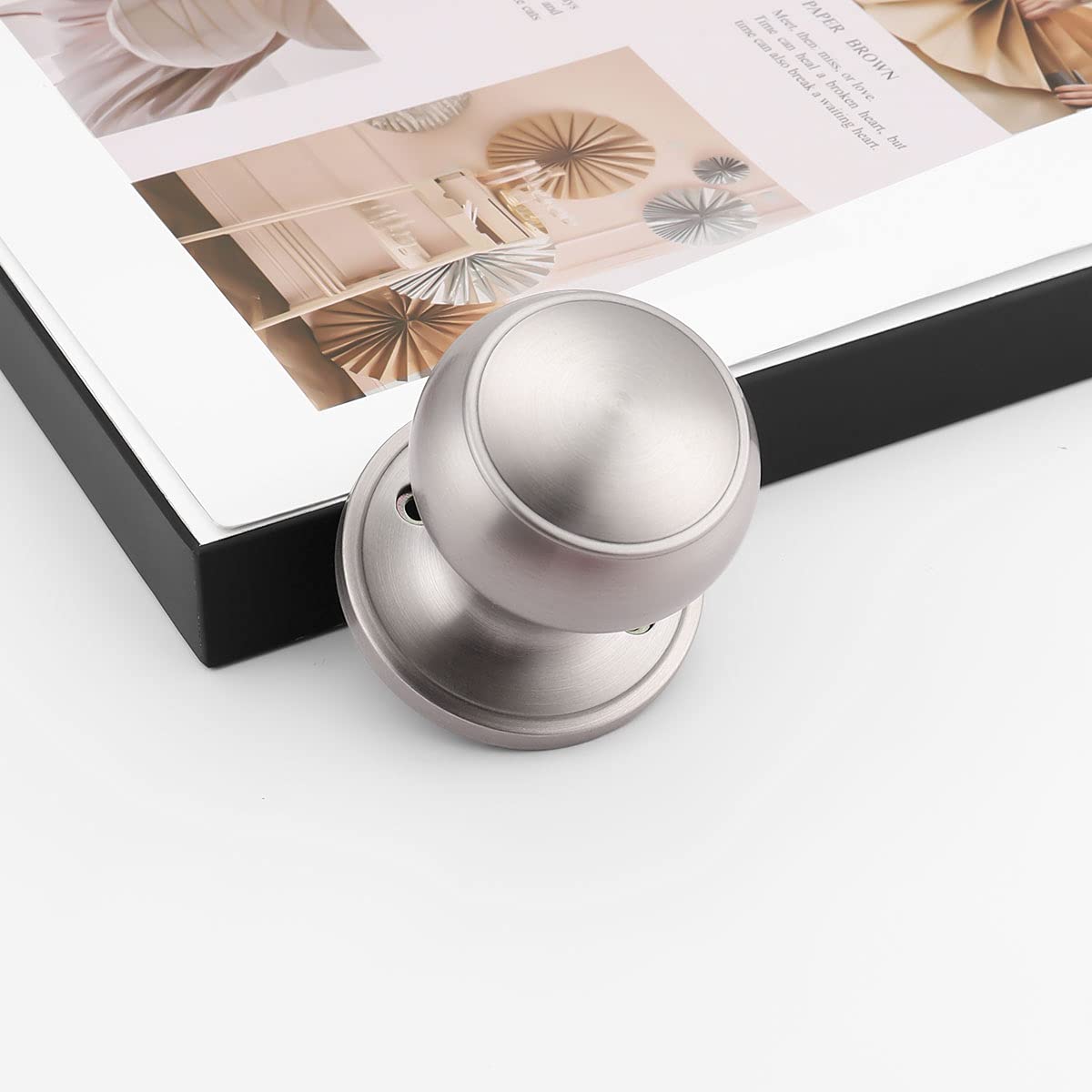Gobrico 10 Pack Stainless Steel Keyless Half Dummy Door Handle - Durable Door Knob Lockset for Interior Closet, Bedroom & Bathroom Doors