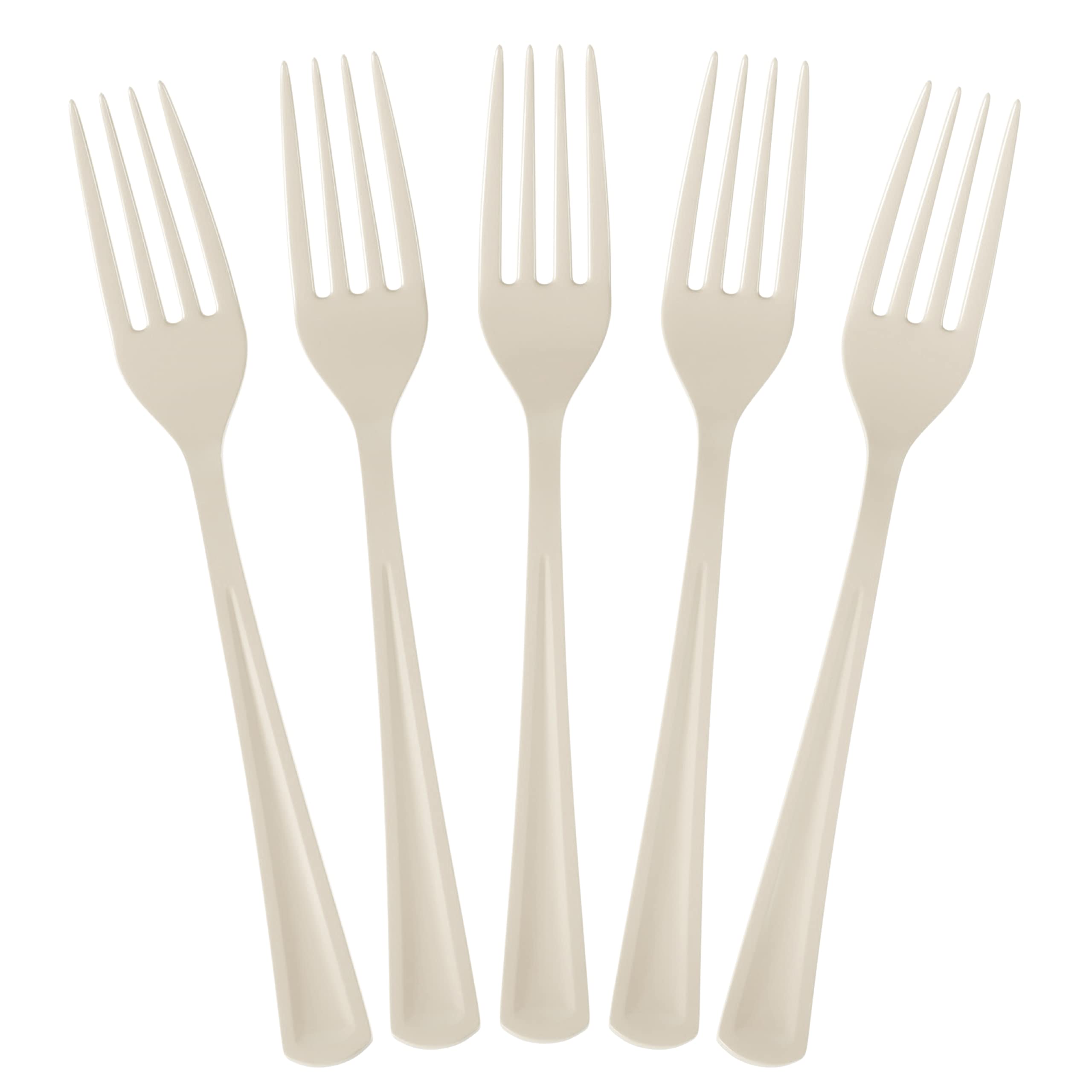50-Pack Heavy Duty Ivory Plastic Forks - Disposable Cutlery Set for Parties, Picnics & Events - Durable Flatware for Catering, BBQ, Wedding & Home Use